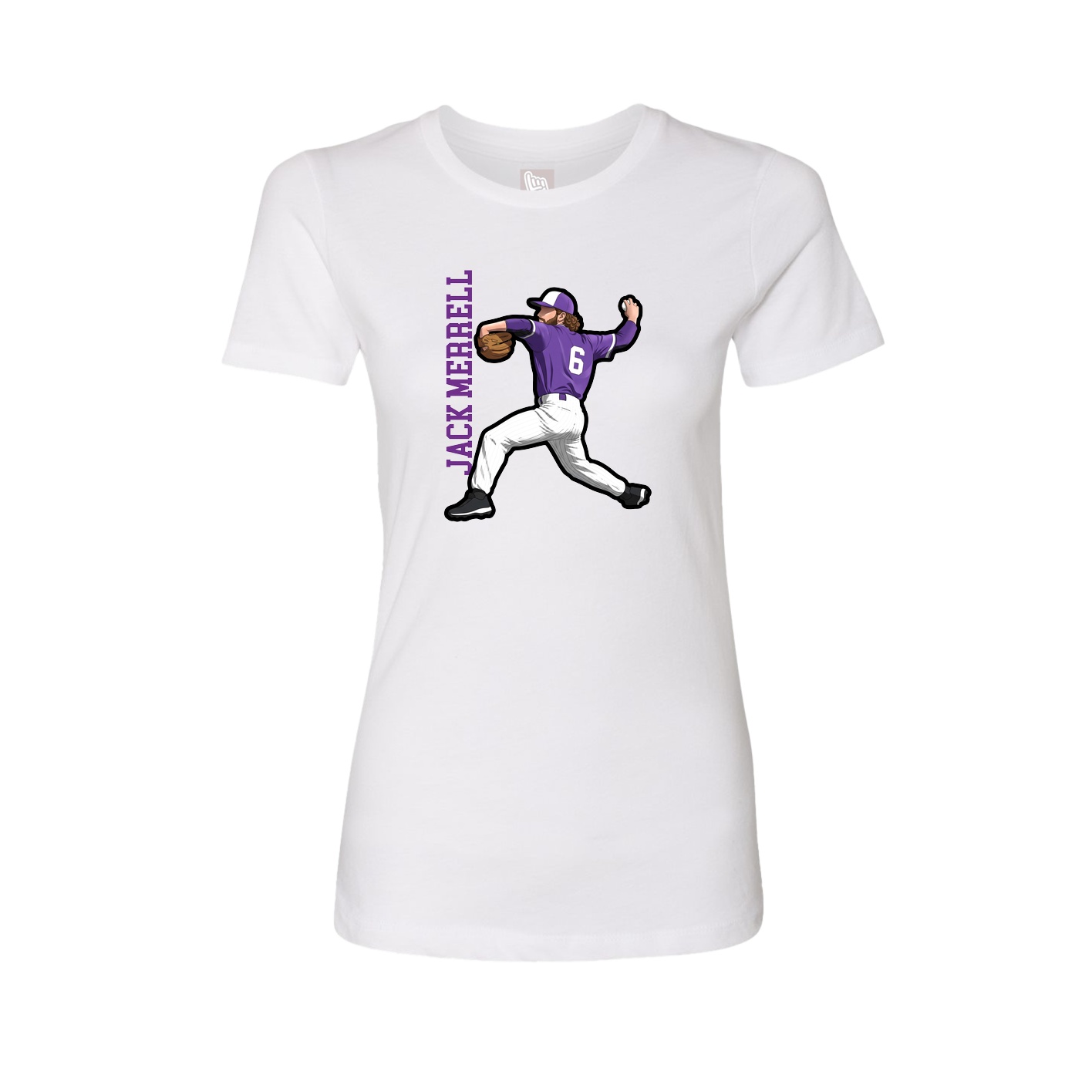 Fitted Women's Tee — Name Vertical in White