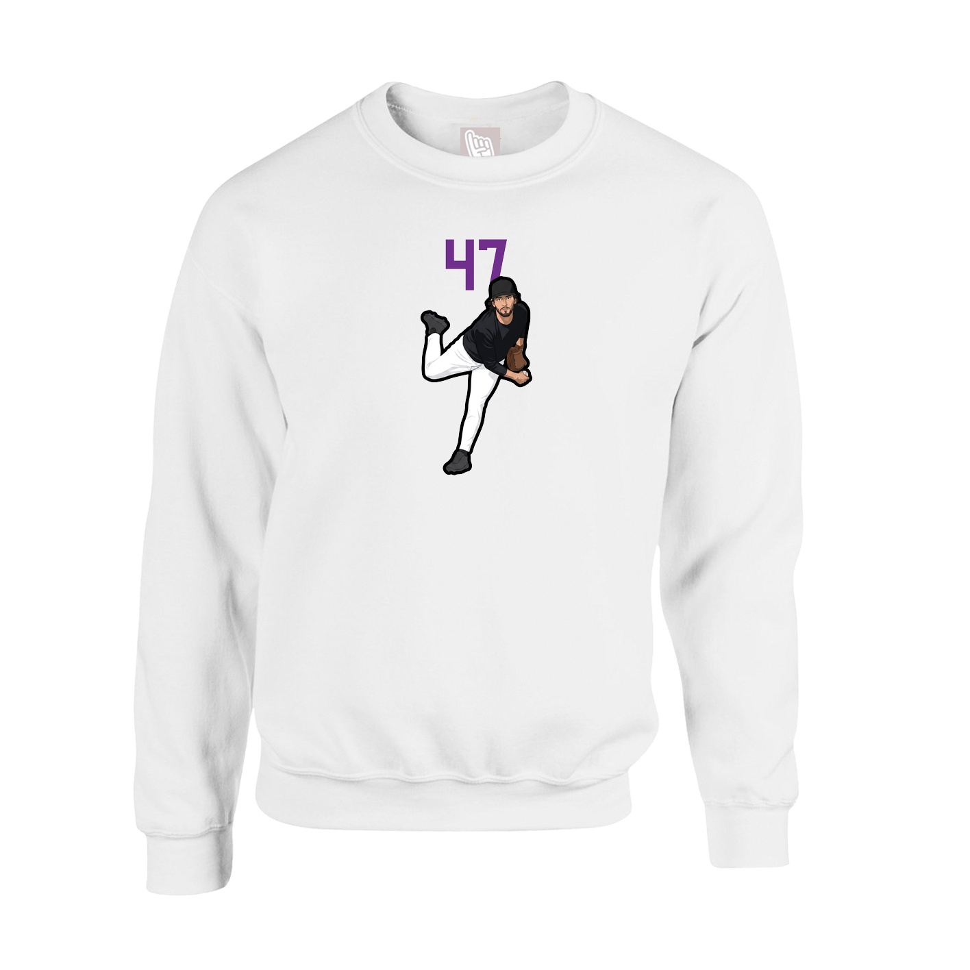 Fleece Crew — Number Top in White