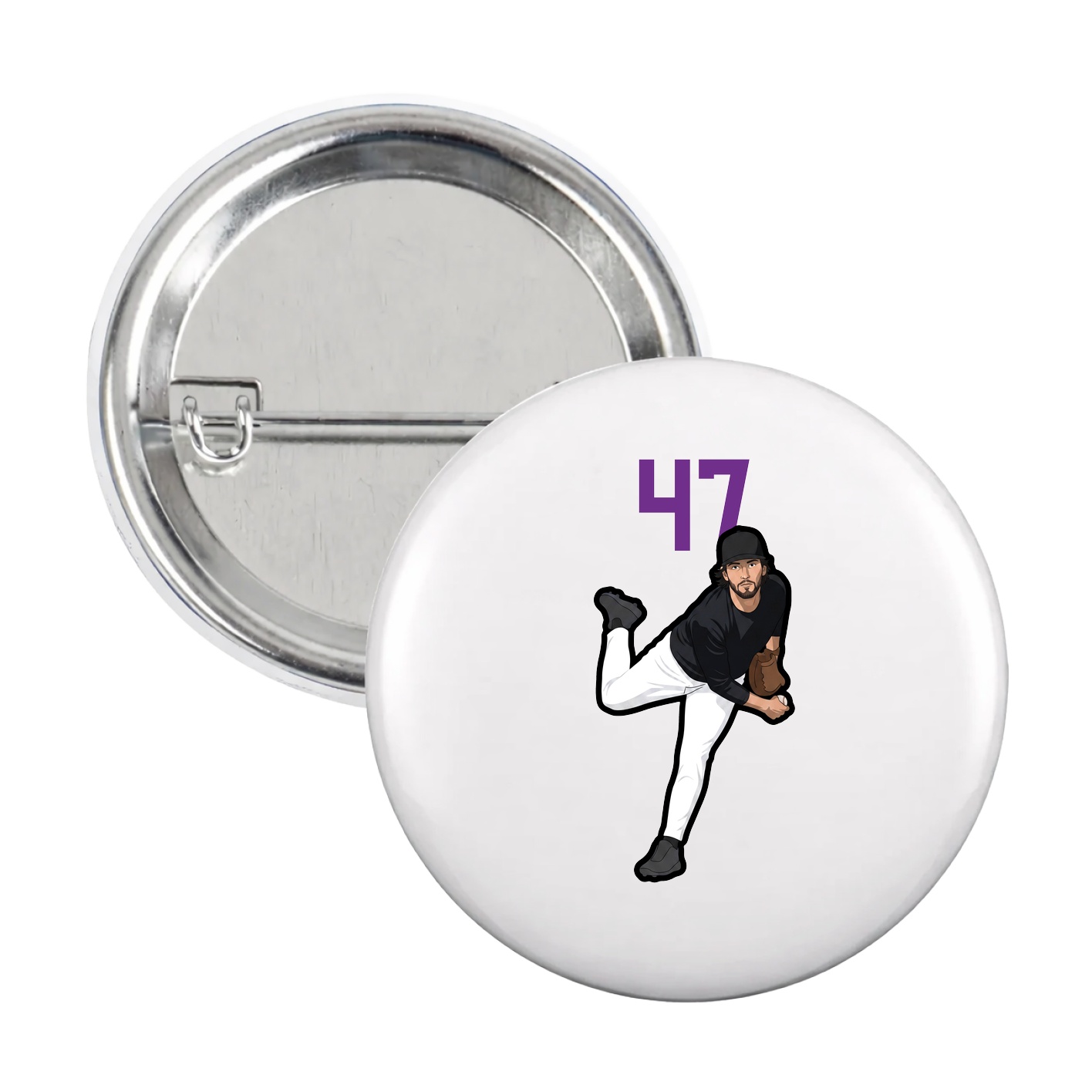Game Day Button — Number Top in White