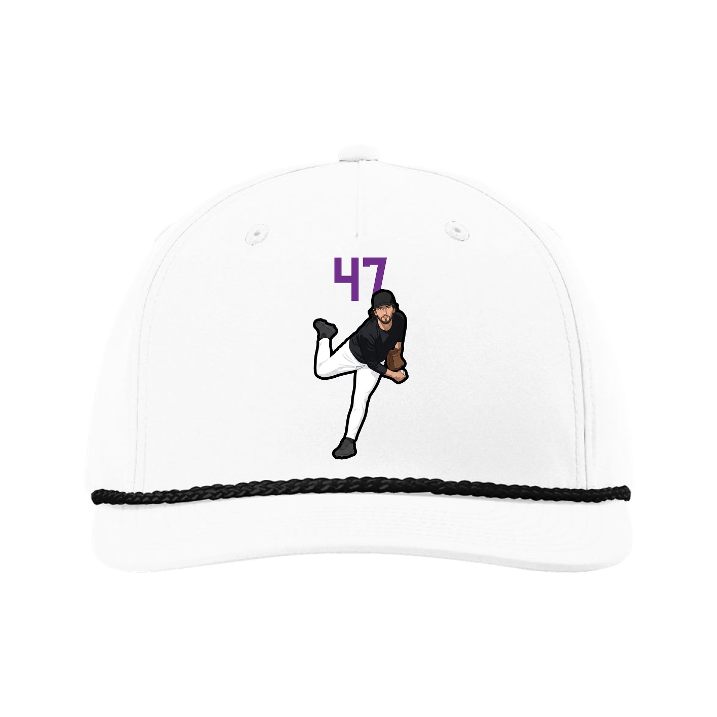 Five-Panel Classic Rope Cap — Number Top in White