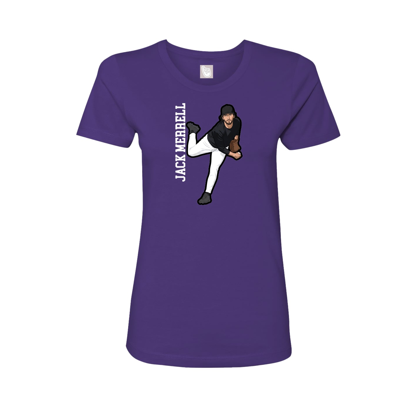 Fitted Women's Tee — Name Vertical in Purple