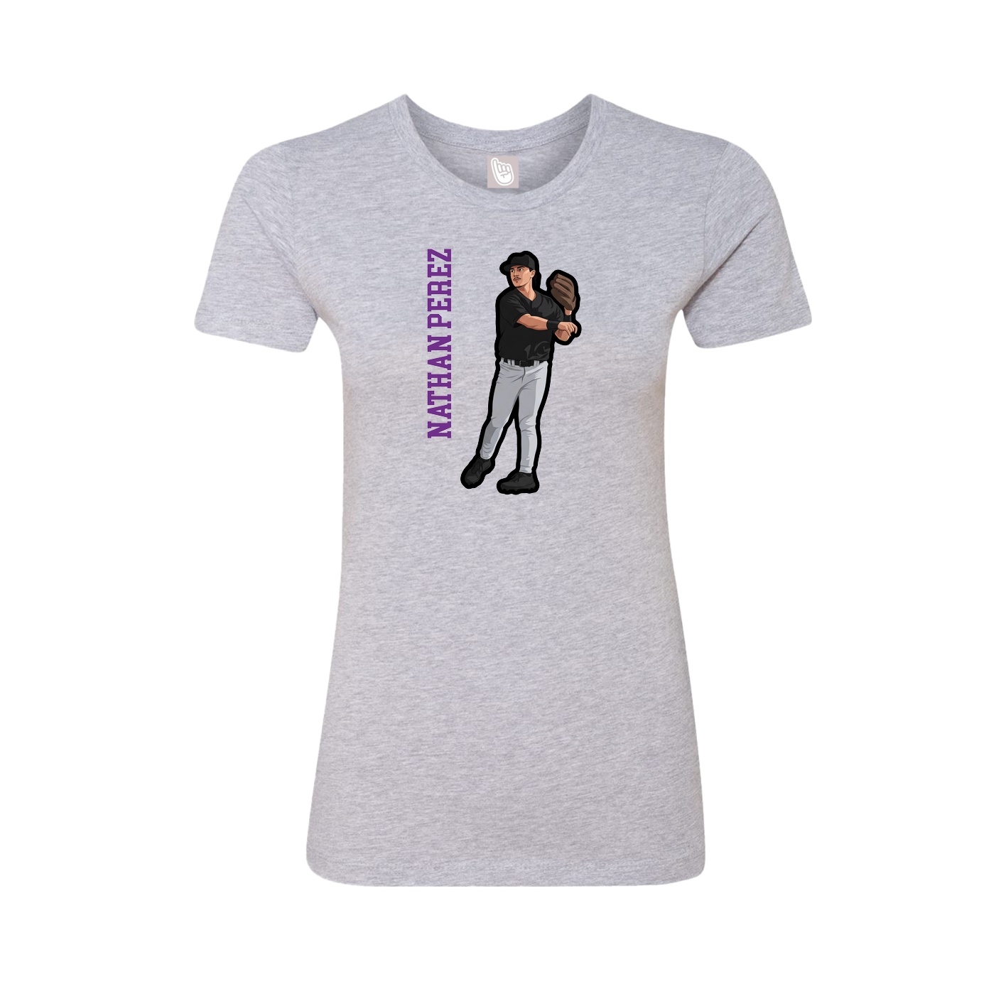 Fitted Women's Tee — Name Vertical in Grey