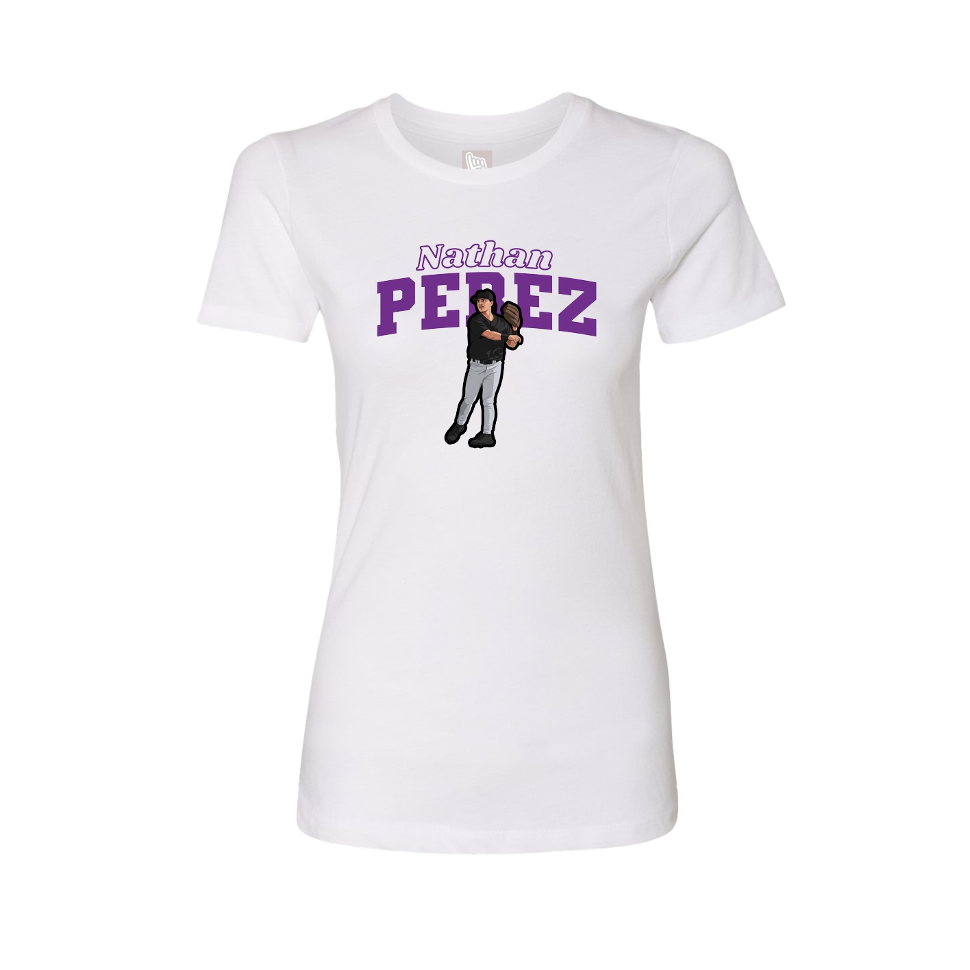 Fitted Women's Tee — Name Arch in White