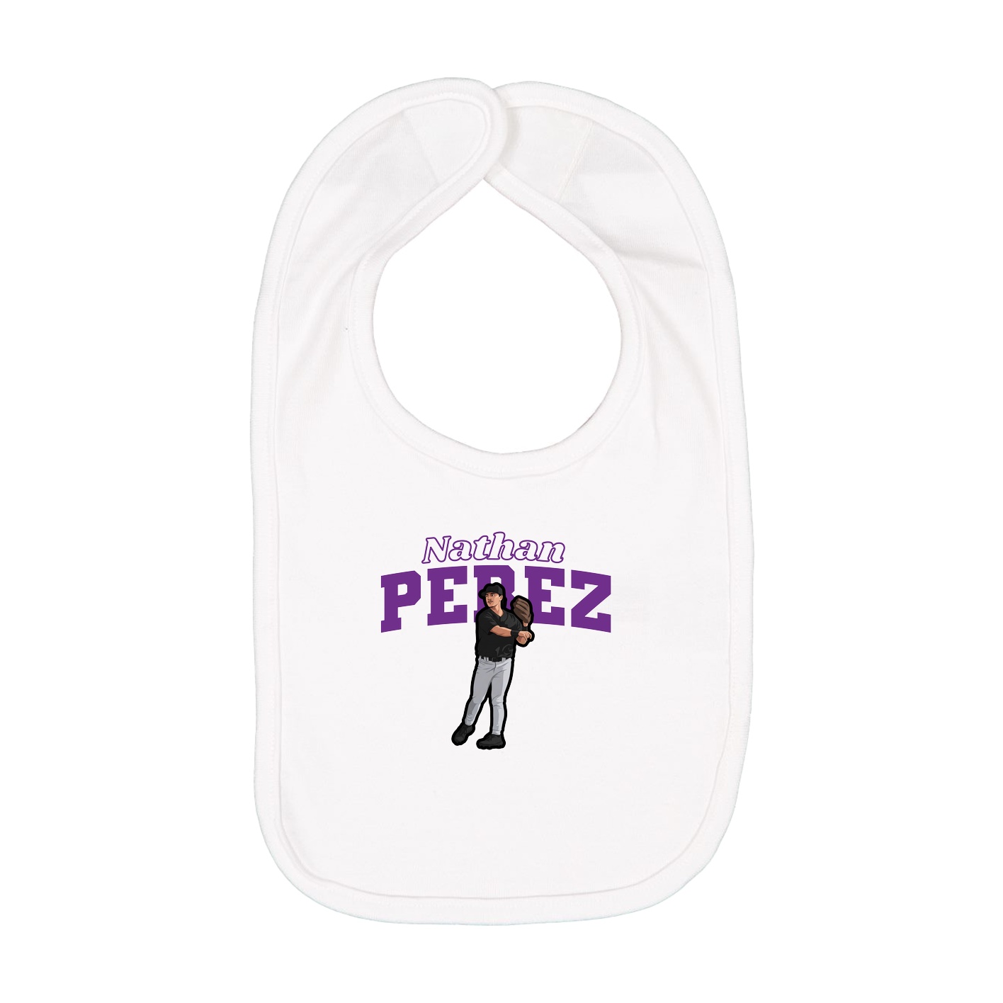 Infant Bib — Name Arch in White