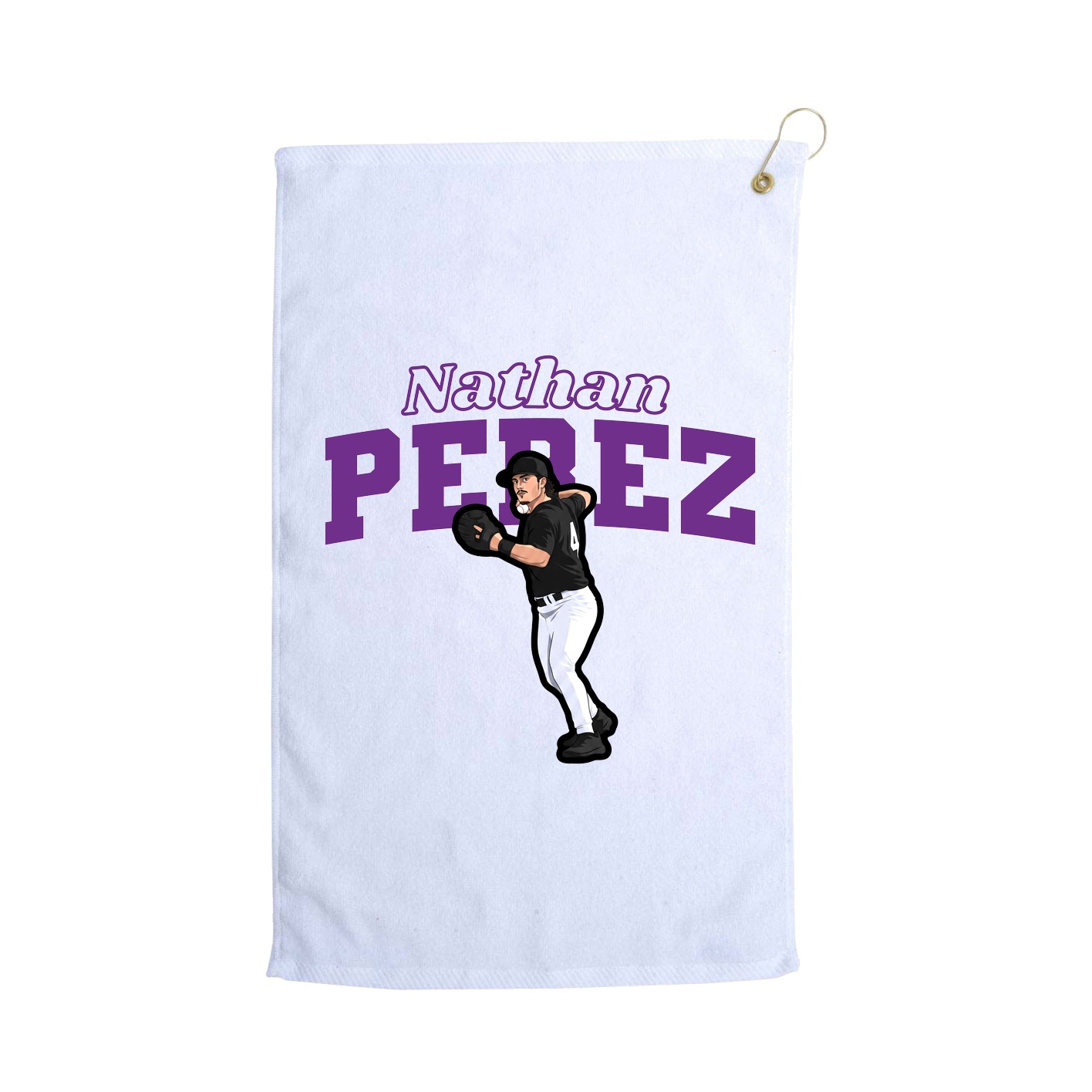 Golf Towel — Name Arch in White