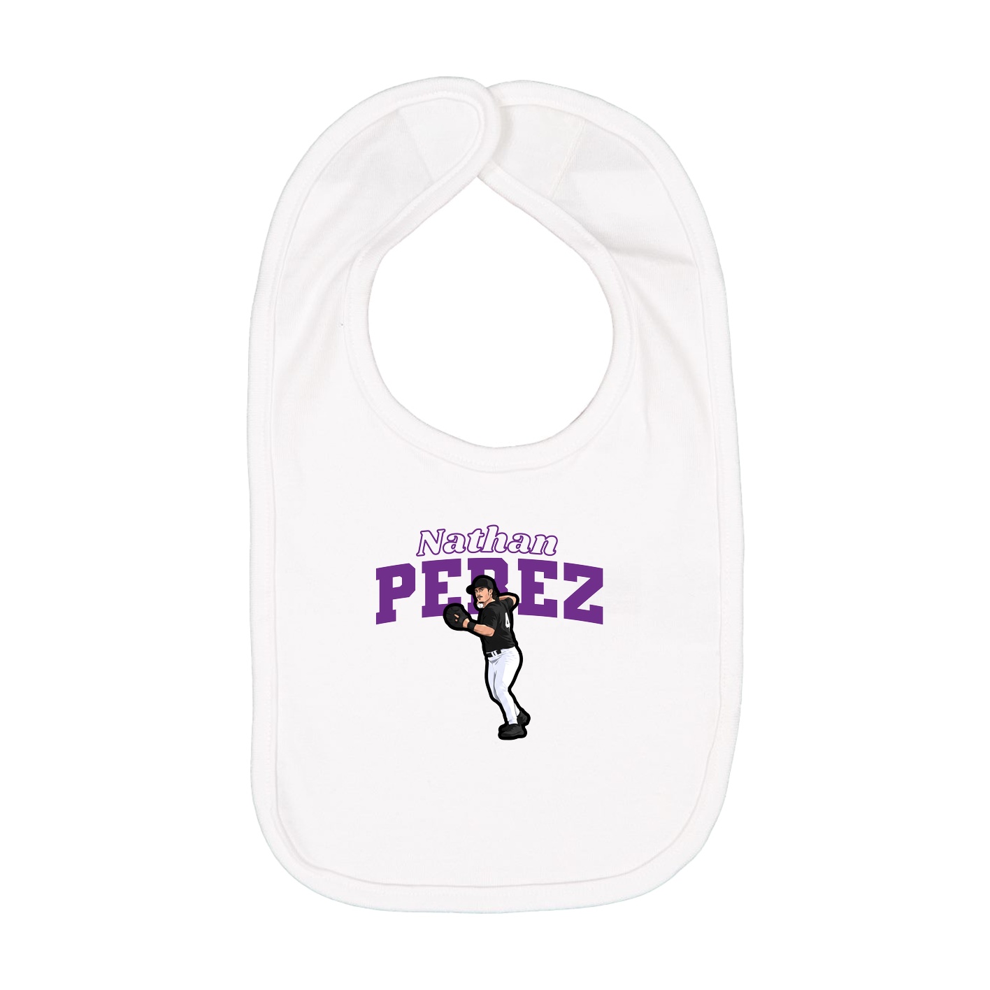 Infant Bib — Name Arch in White