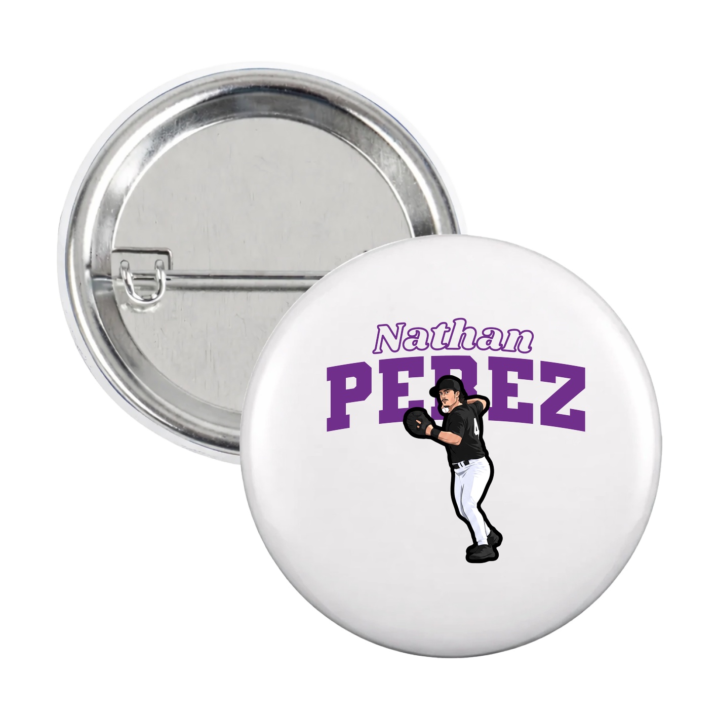 Game Day Button — Name Arch in White