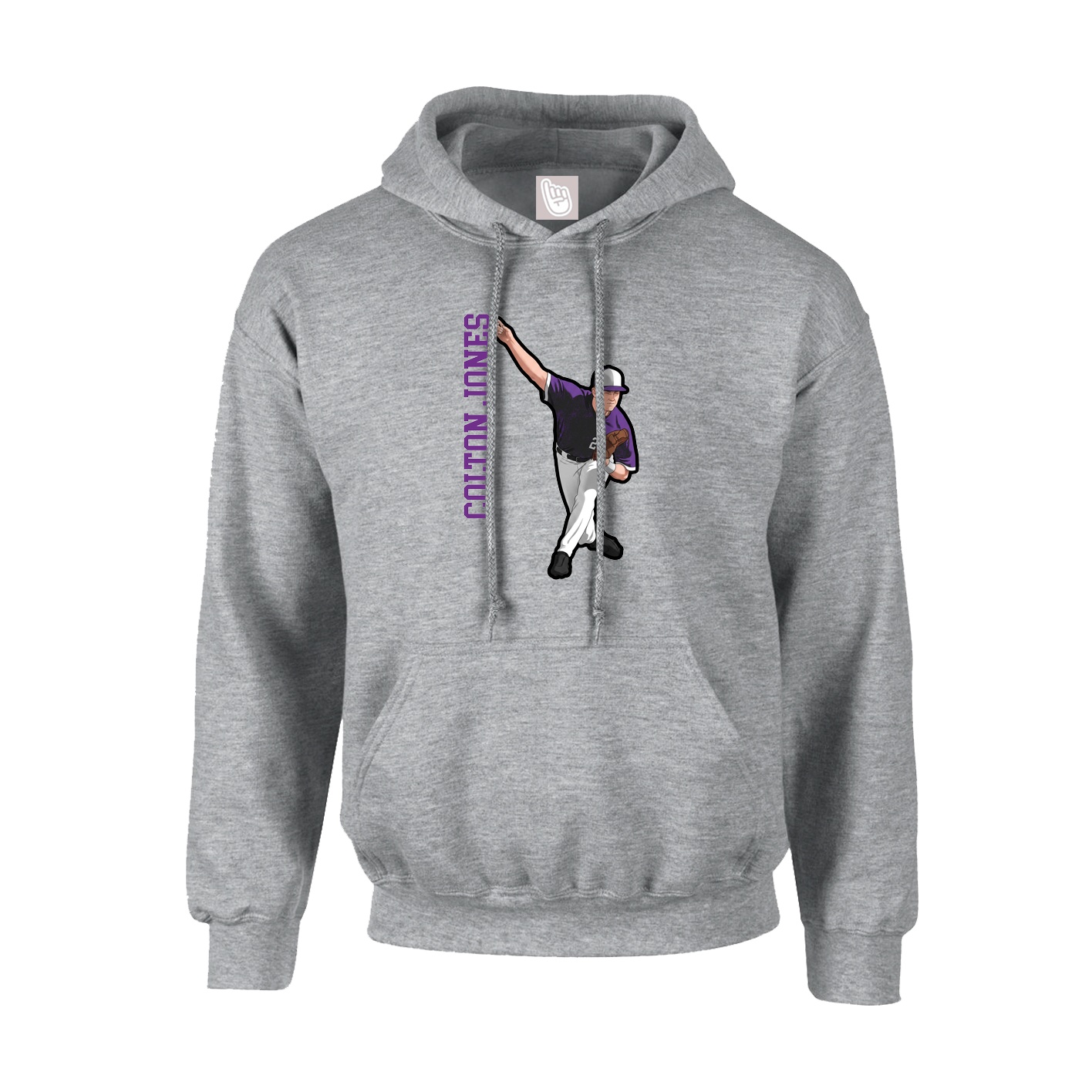 Youth Hoodie — Name Vertical in Grey