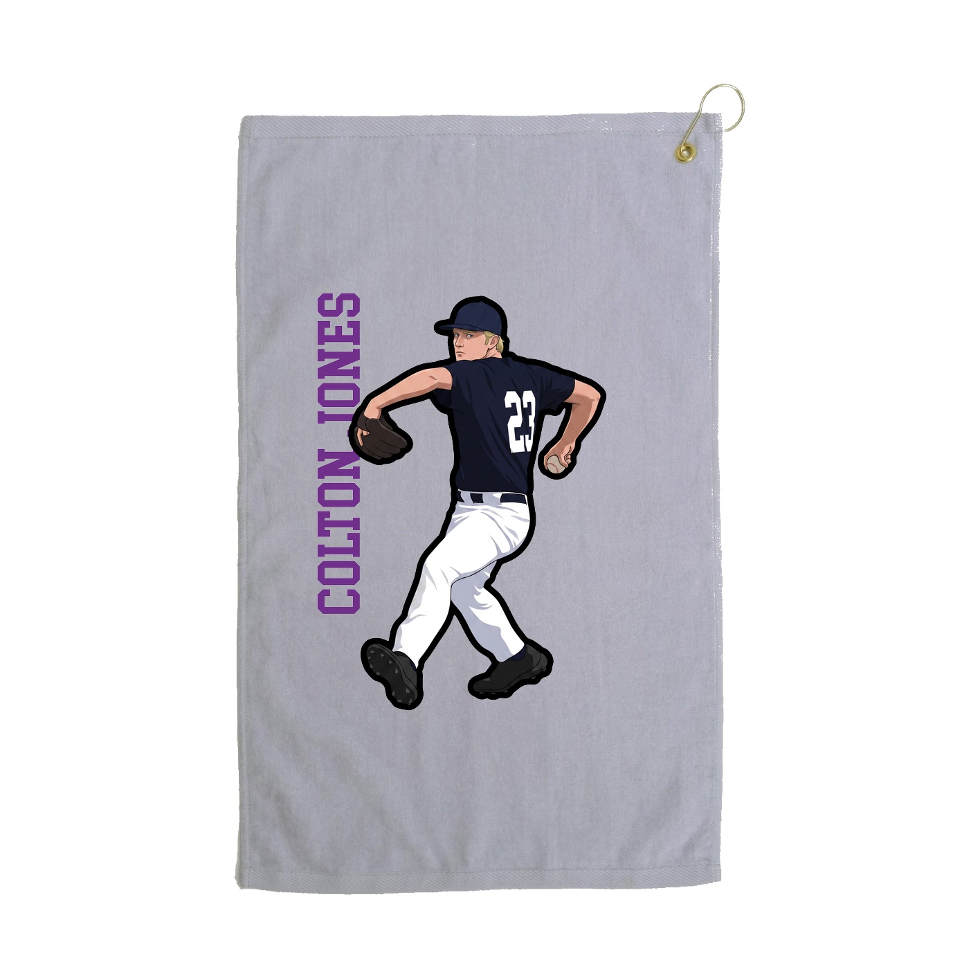 Golf Towel — Name Vertical in Grey