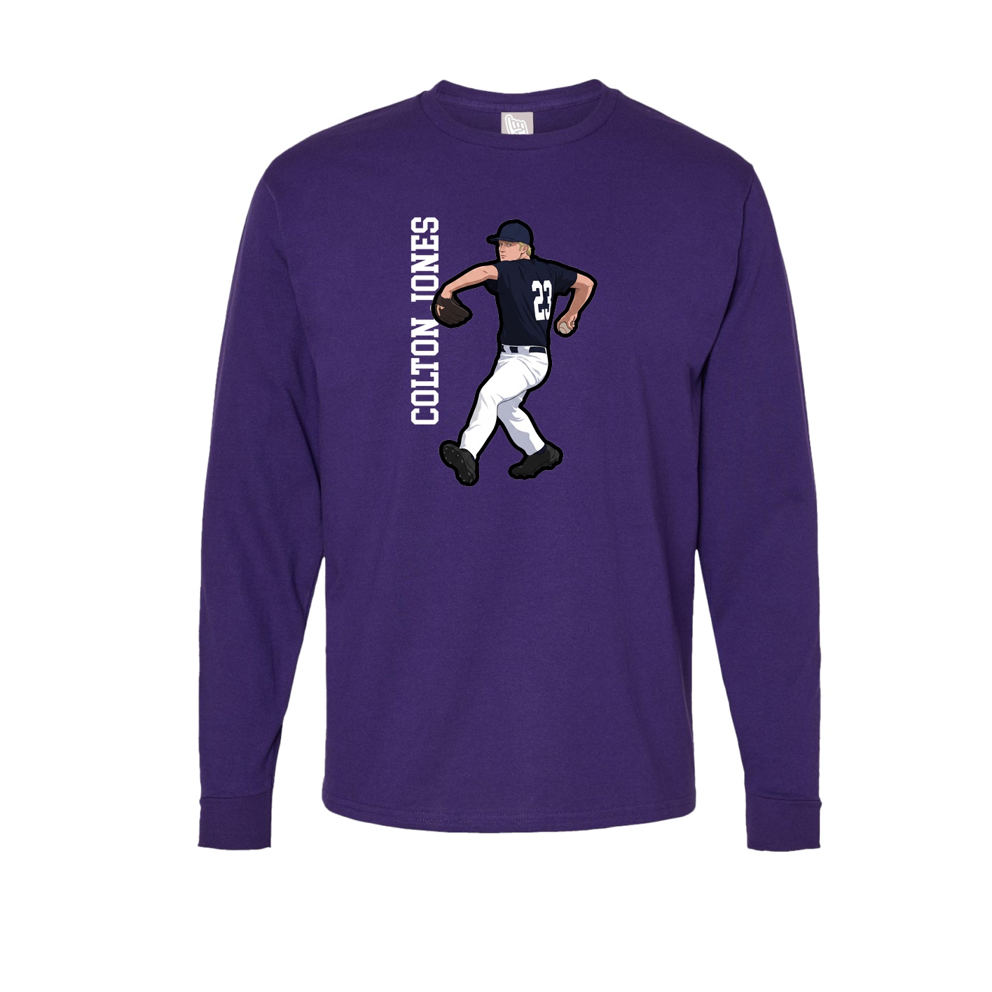Long Sleeve Tee — Name Vertical in Purple