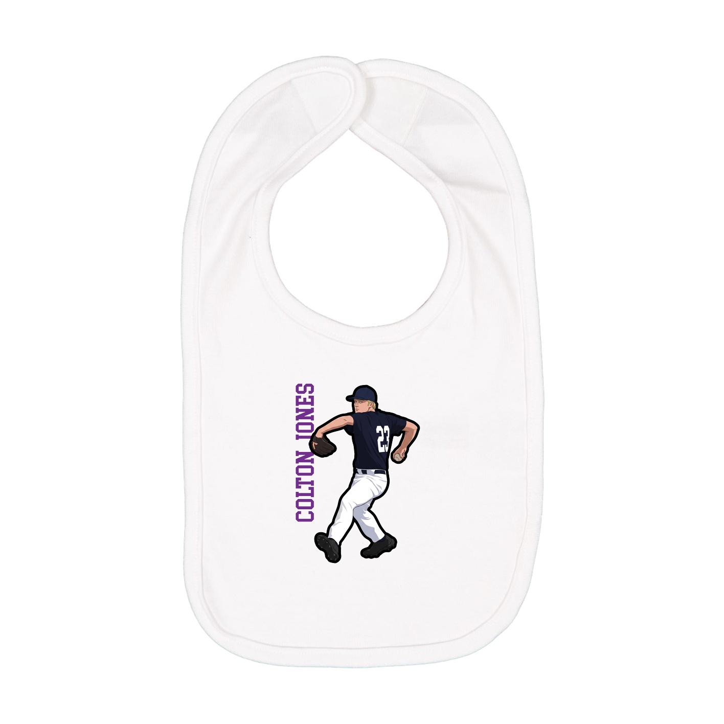 Infant Bib — Name Vertical in White