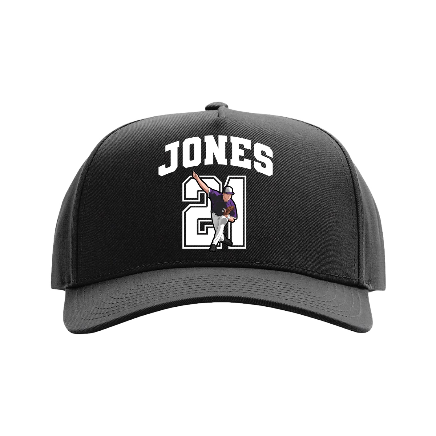 Full Fabric Five-Panel Champ Cap — Number in Black