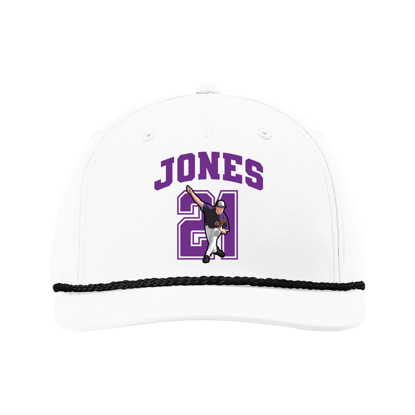Five-Panel Classic Rope Cap — Number in White