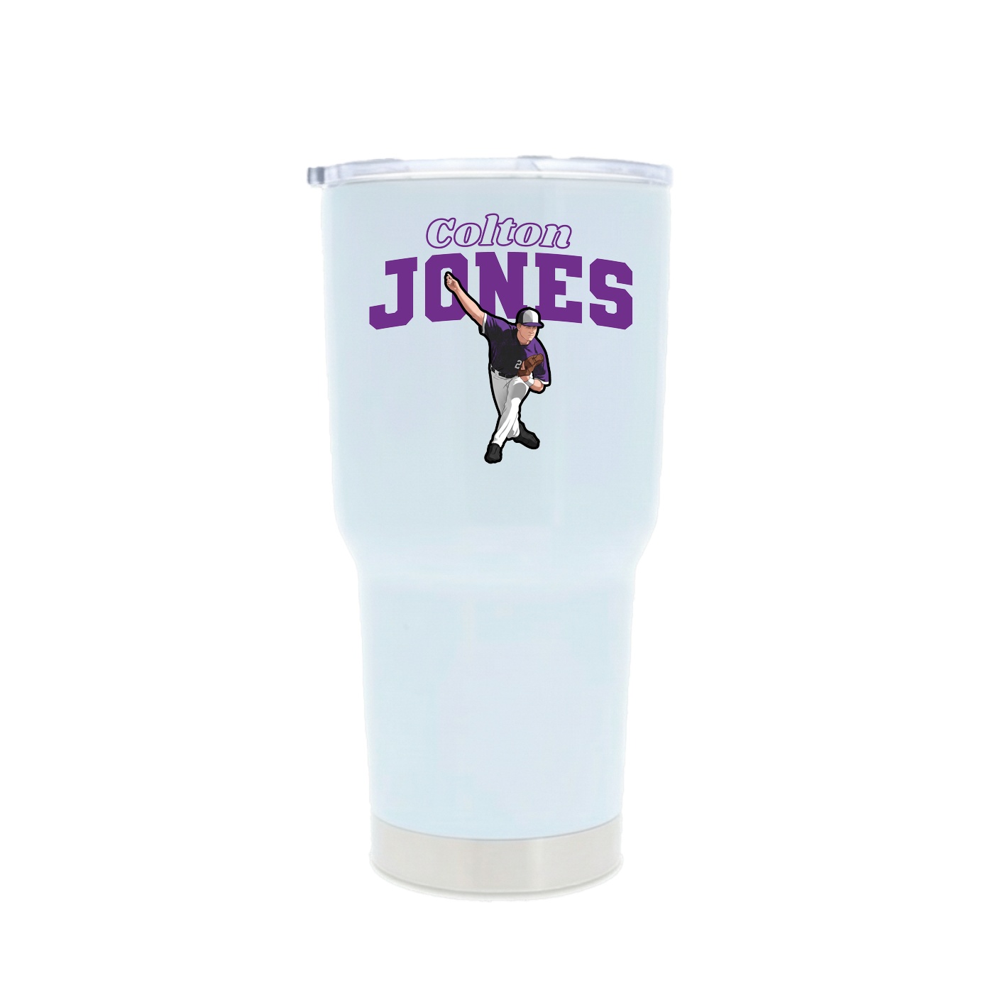 30oz Stainless Steel Tumbler — Name Arch in White