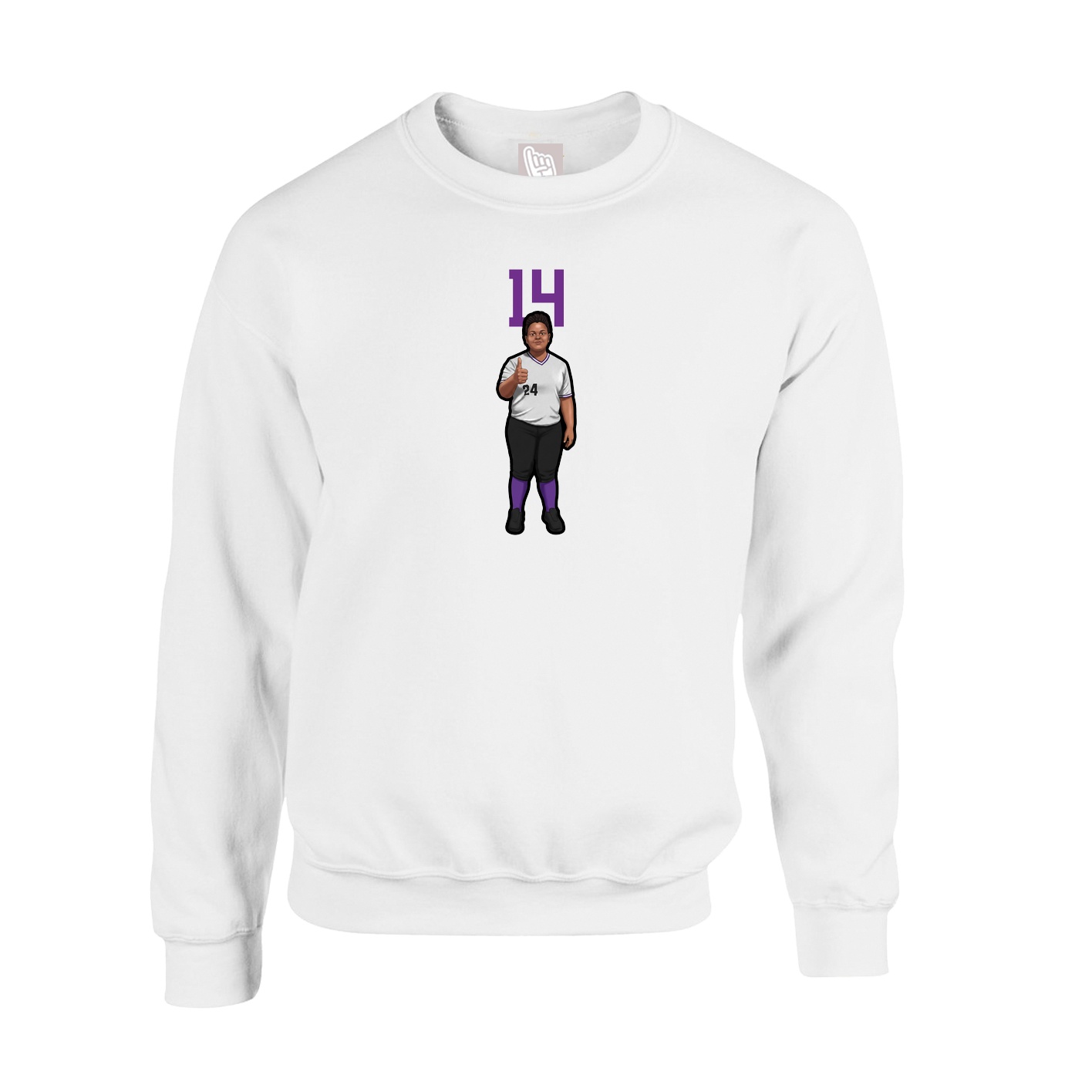 Fleece Crew — Number Top in White