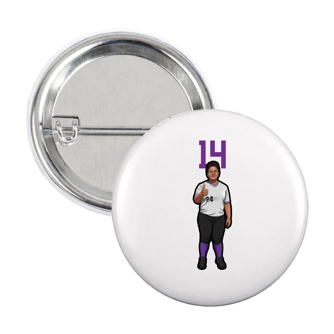 Game Day Button — Number Top in White