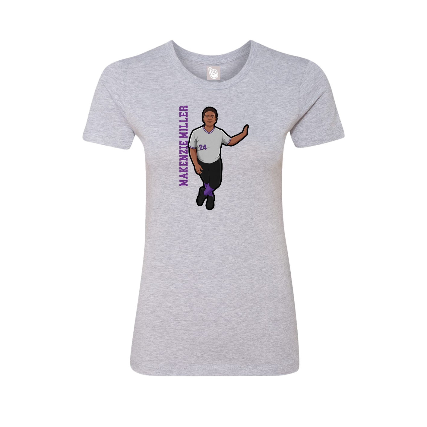 Fitted Women's Tee — Name Vertical in Grey