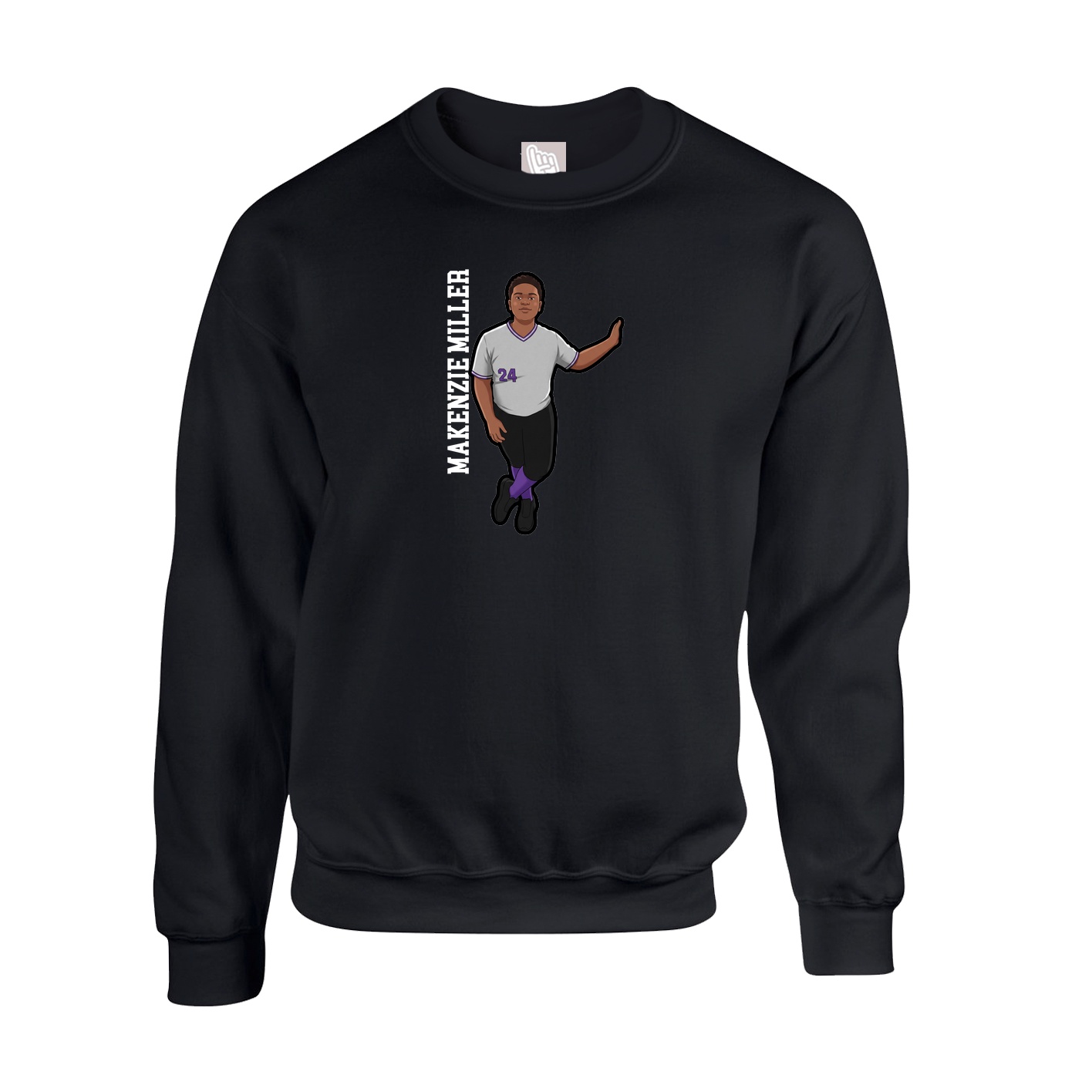 Fleece Crew — Name Vertical in Black