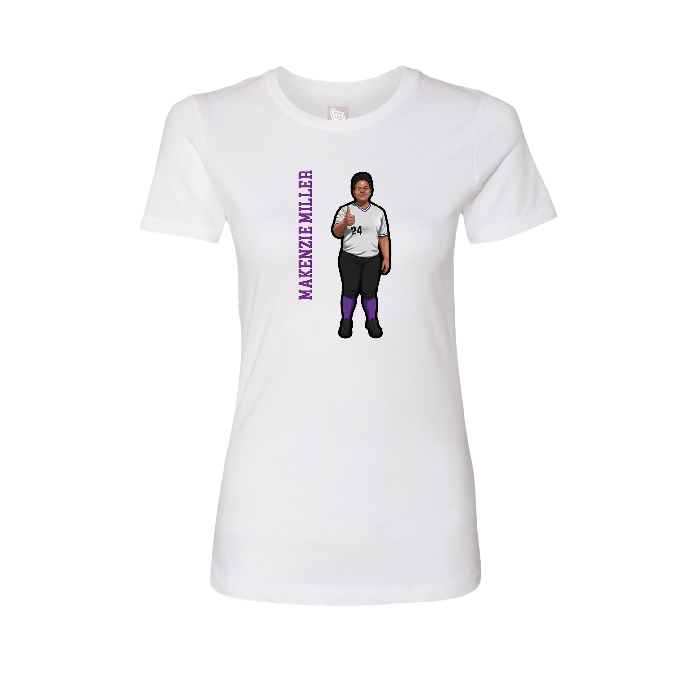 Fitted Women's Tee — Name Vertical in White