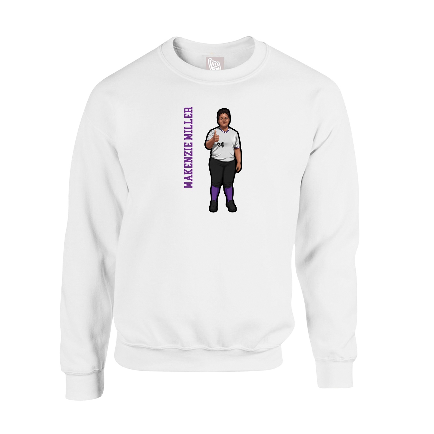 Fleece Crew — Name Vertical in White
