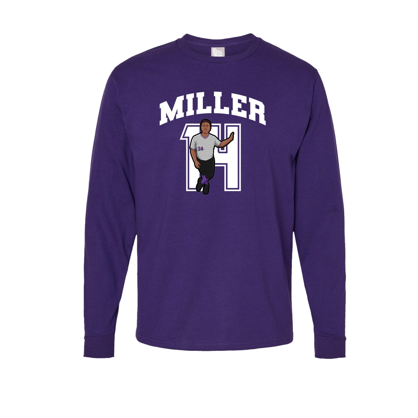 Long Sleeve Tee — Number in Purple