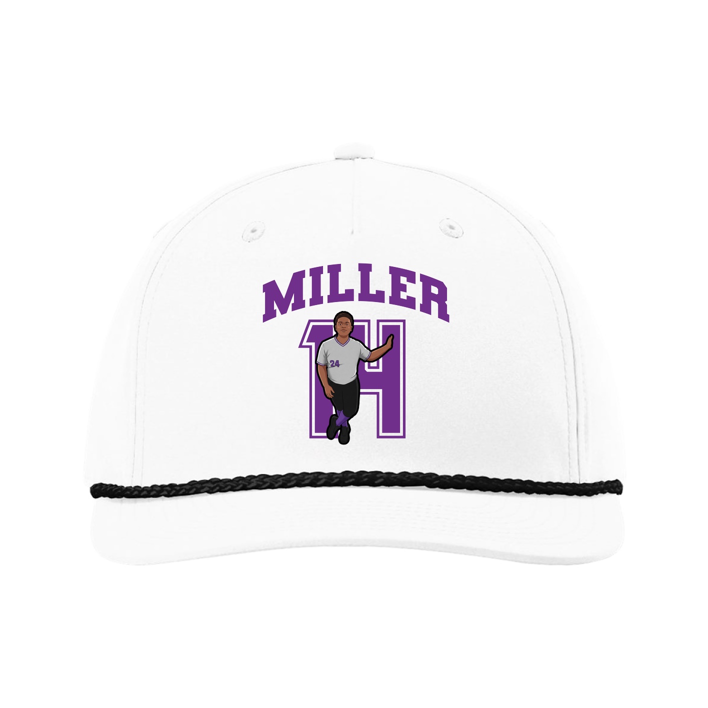 Five-Panel Classic Rope Cap — Number in White