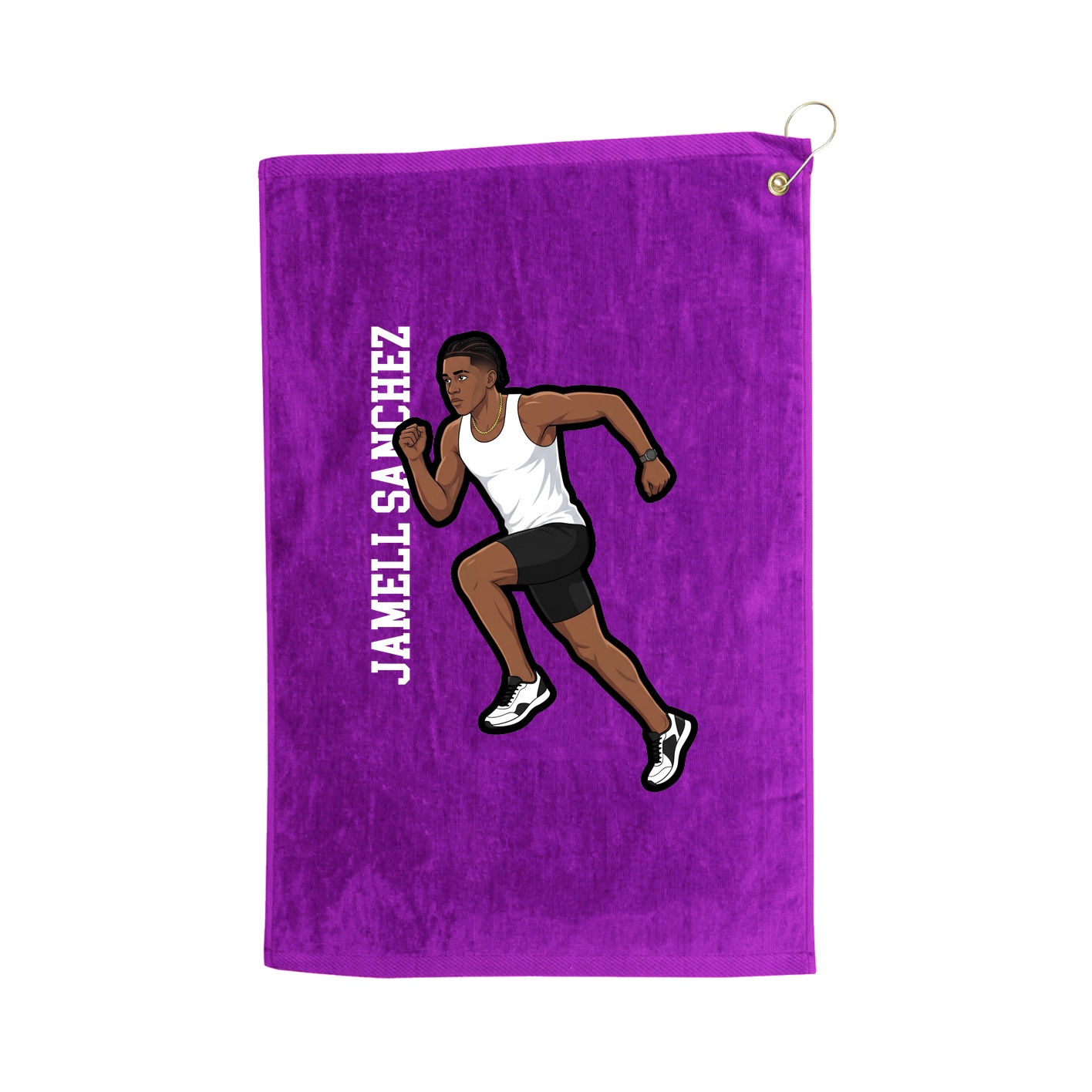 Golf Towel — Name Vertical in Purple