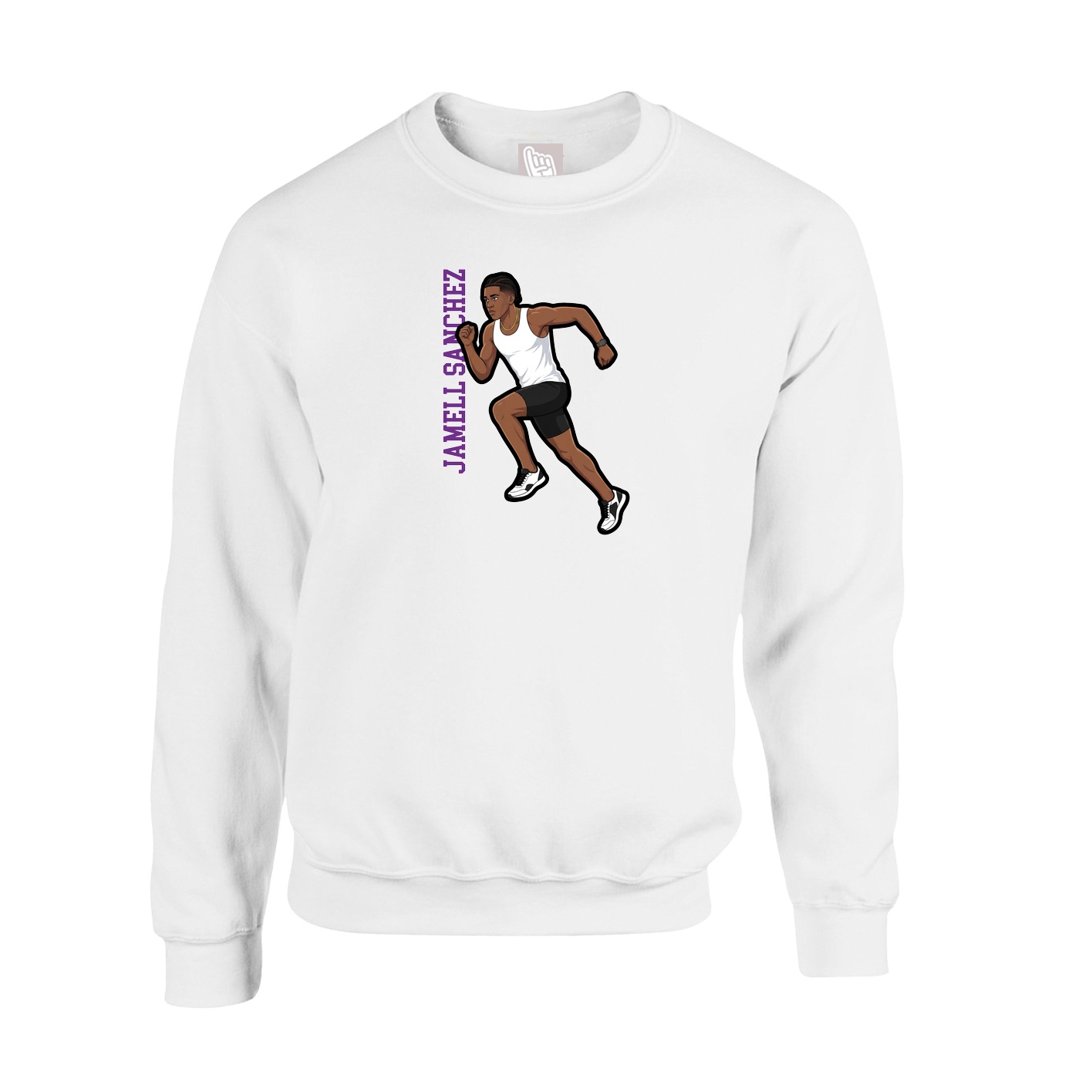 Fleece Crew — Name Vertical in White