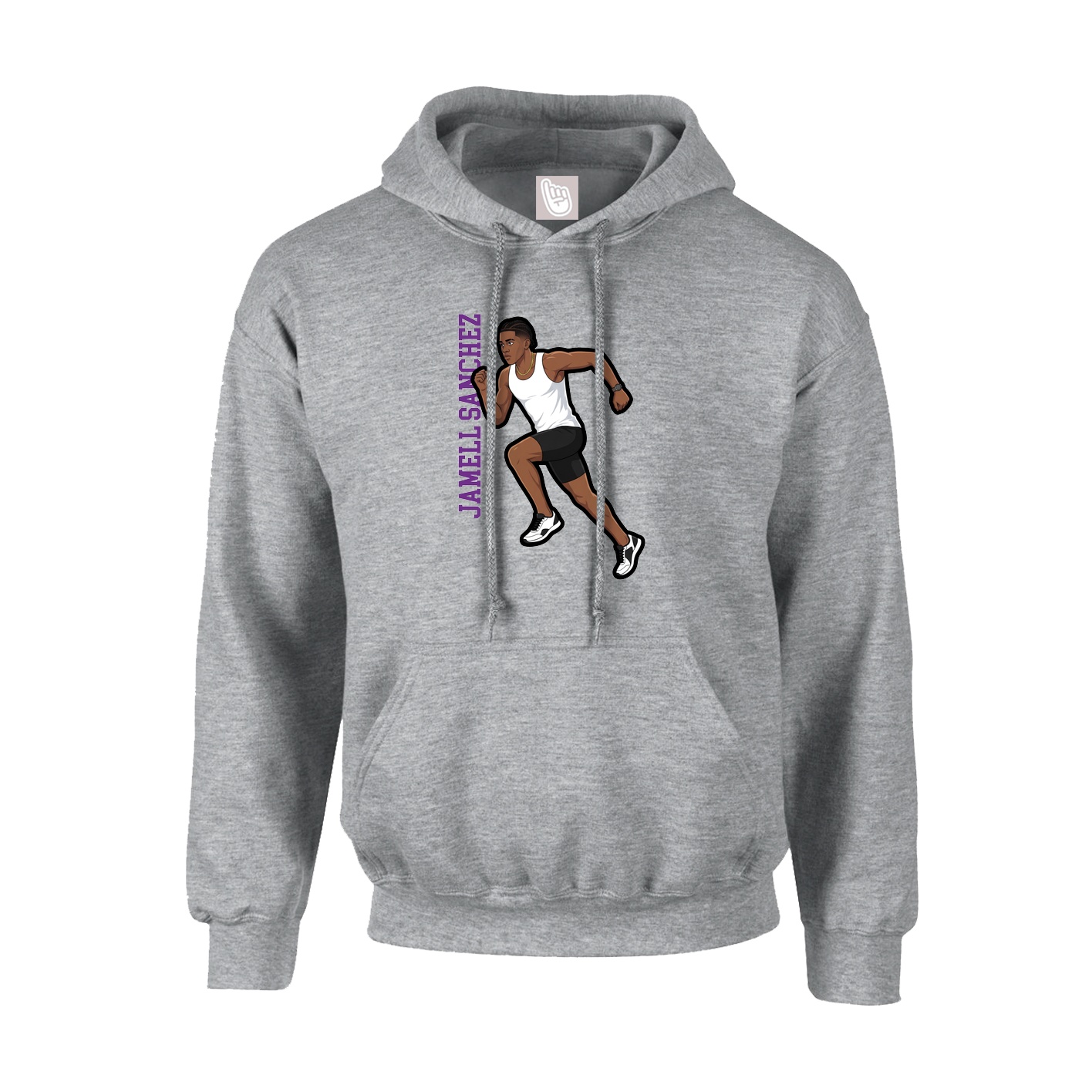 Youth Hoodie — Name Vertical in Grey