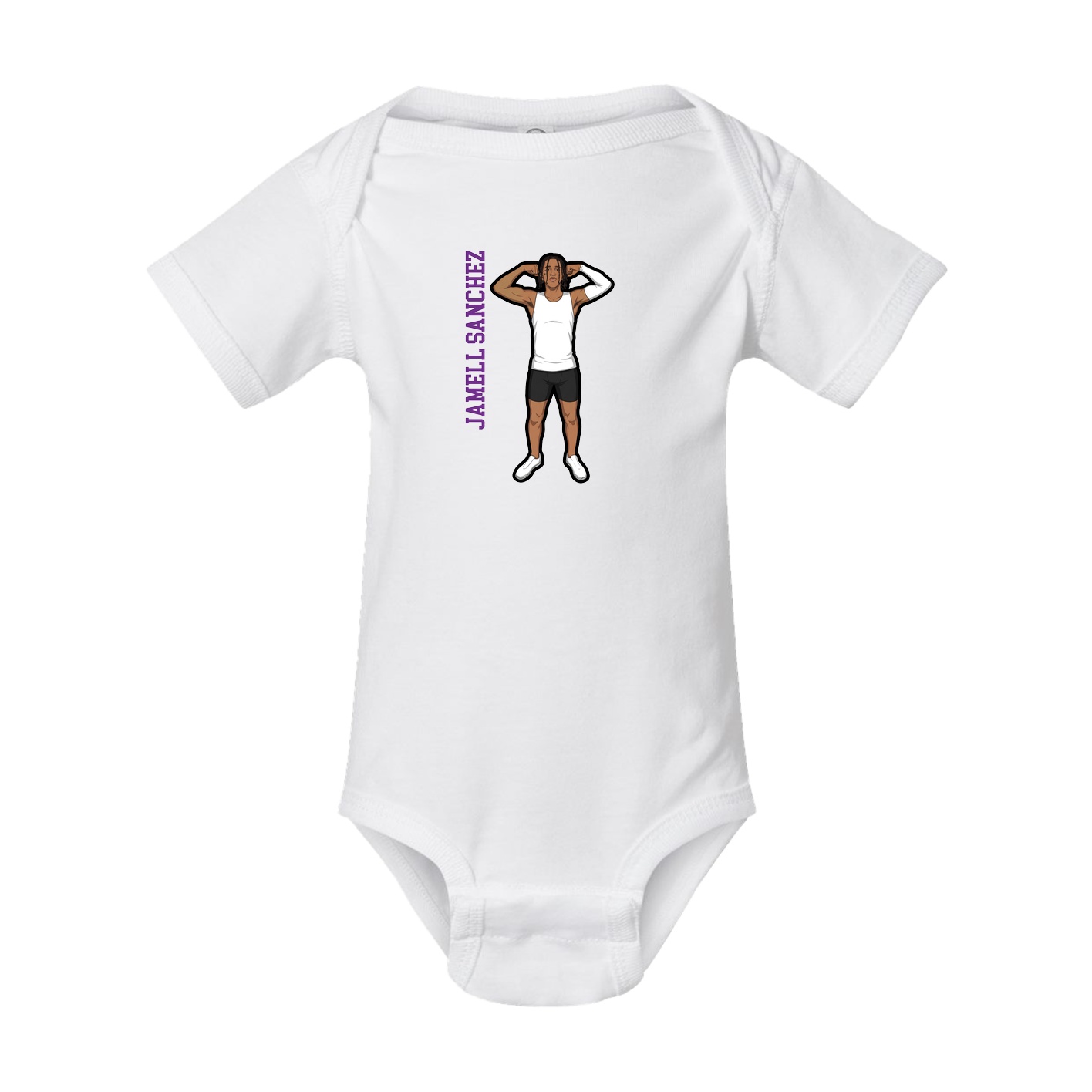 Baby Onesie — Name Vertical in White