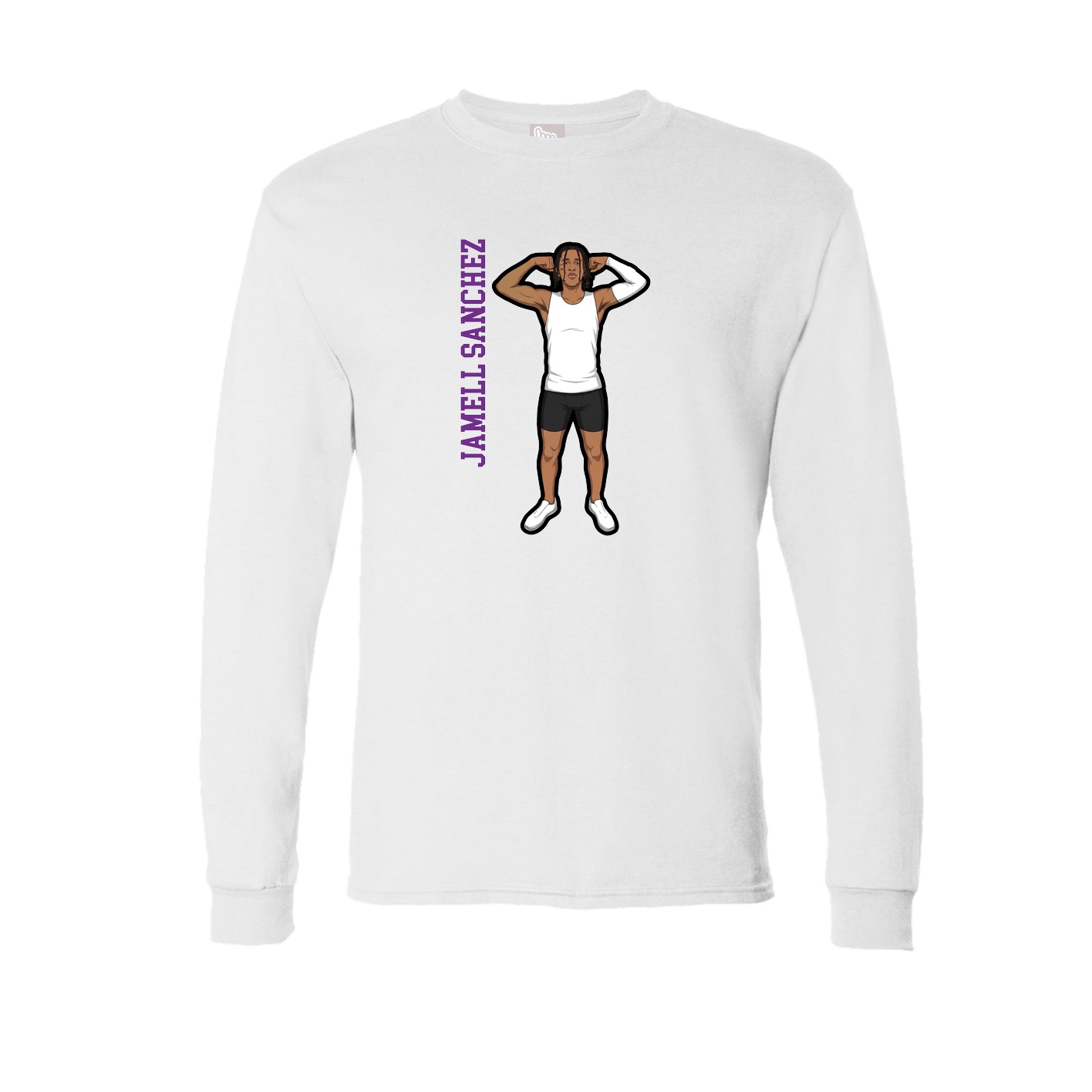 Long Sleeve Tee — Name Vertical in White