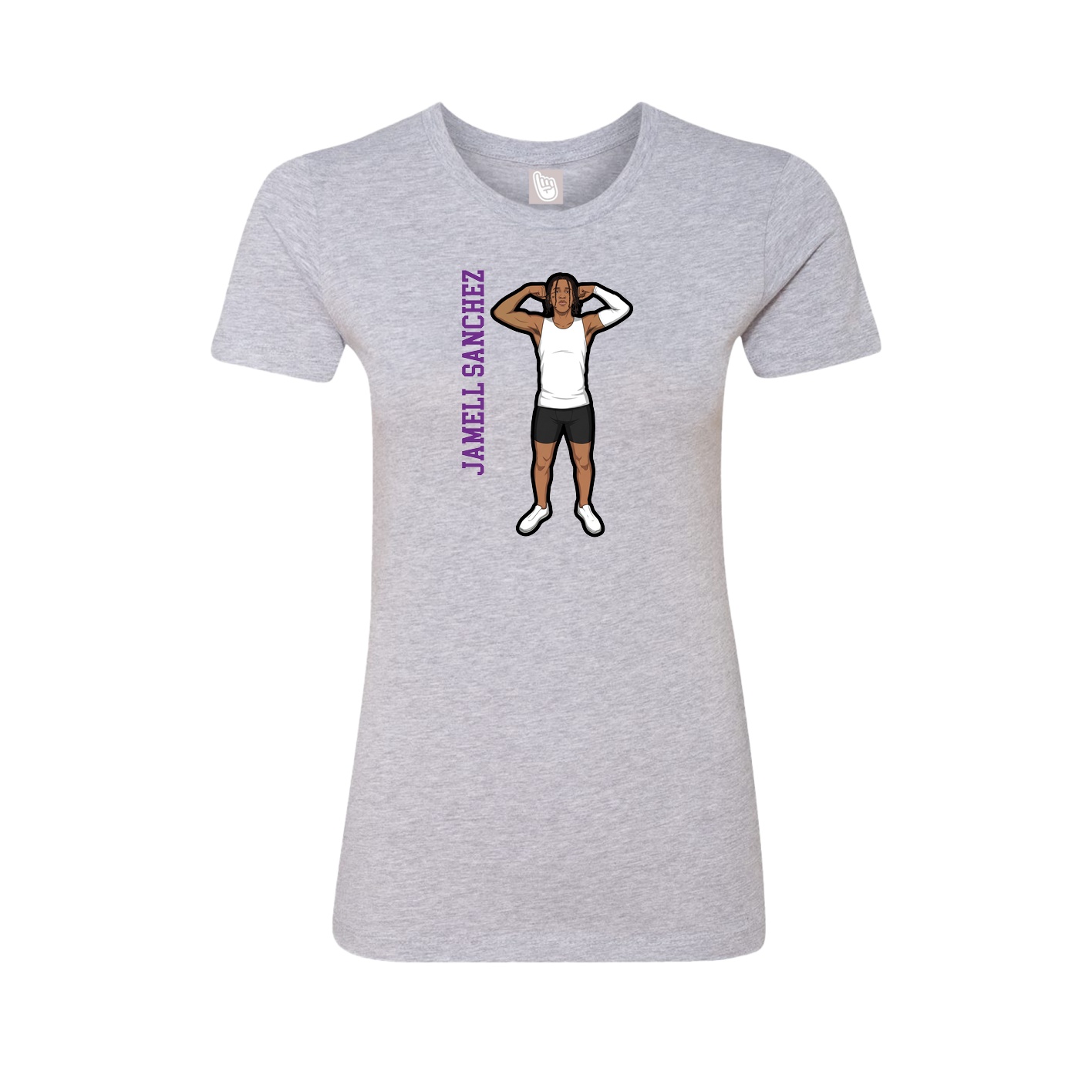 Fitted Women's Tee — Name Vertical in Grey