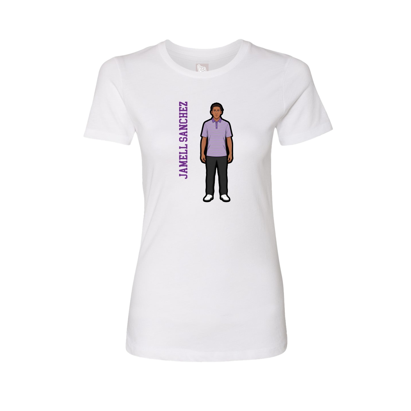 Fitted Women's Tee — Name Vertical in White