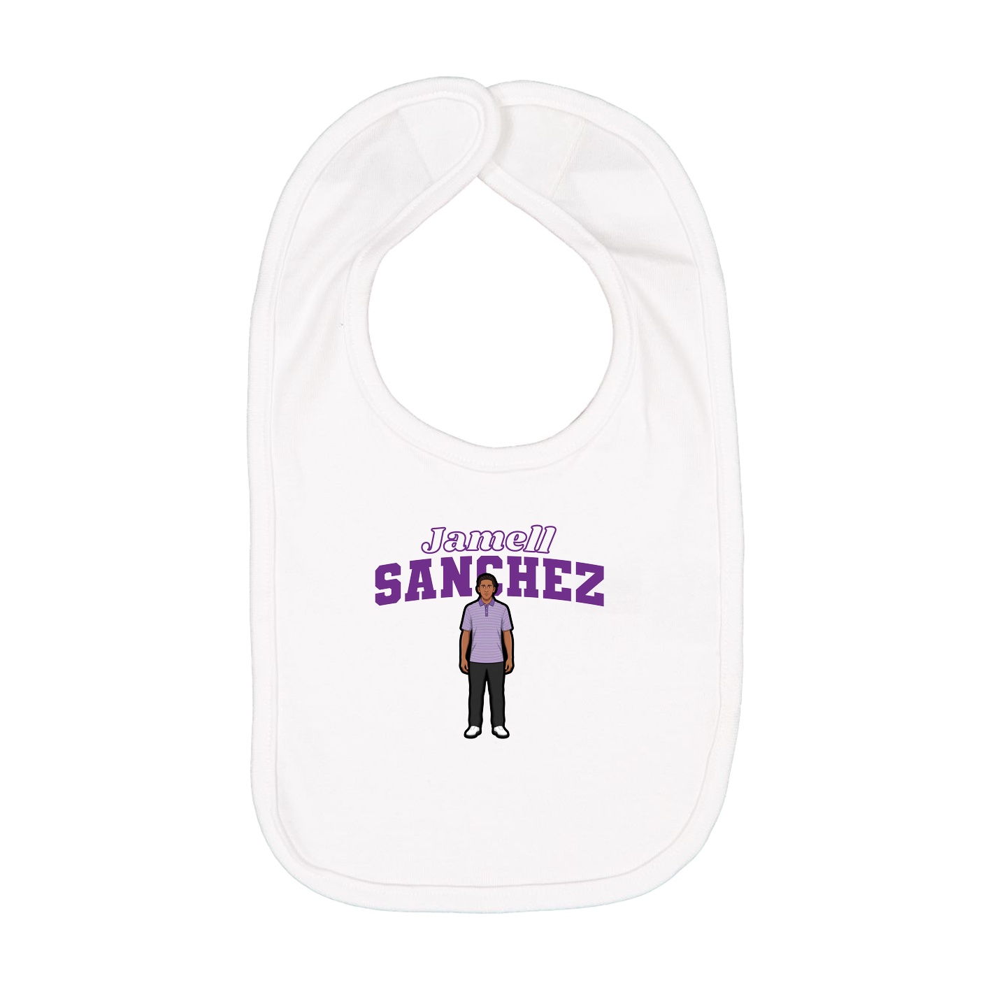 Infant Bib — Name Arch in White