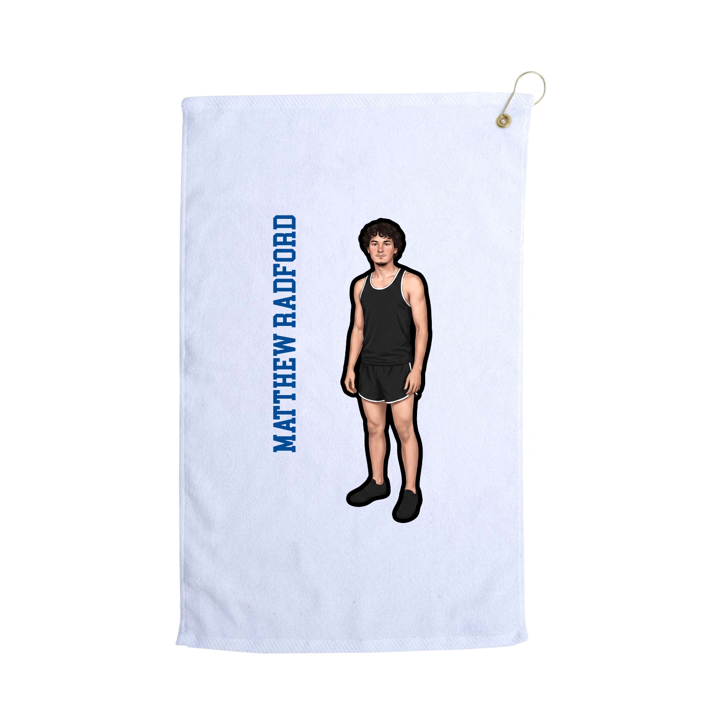 Golf Towel — Name Vertical in White