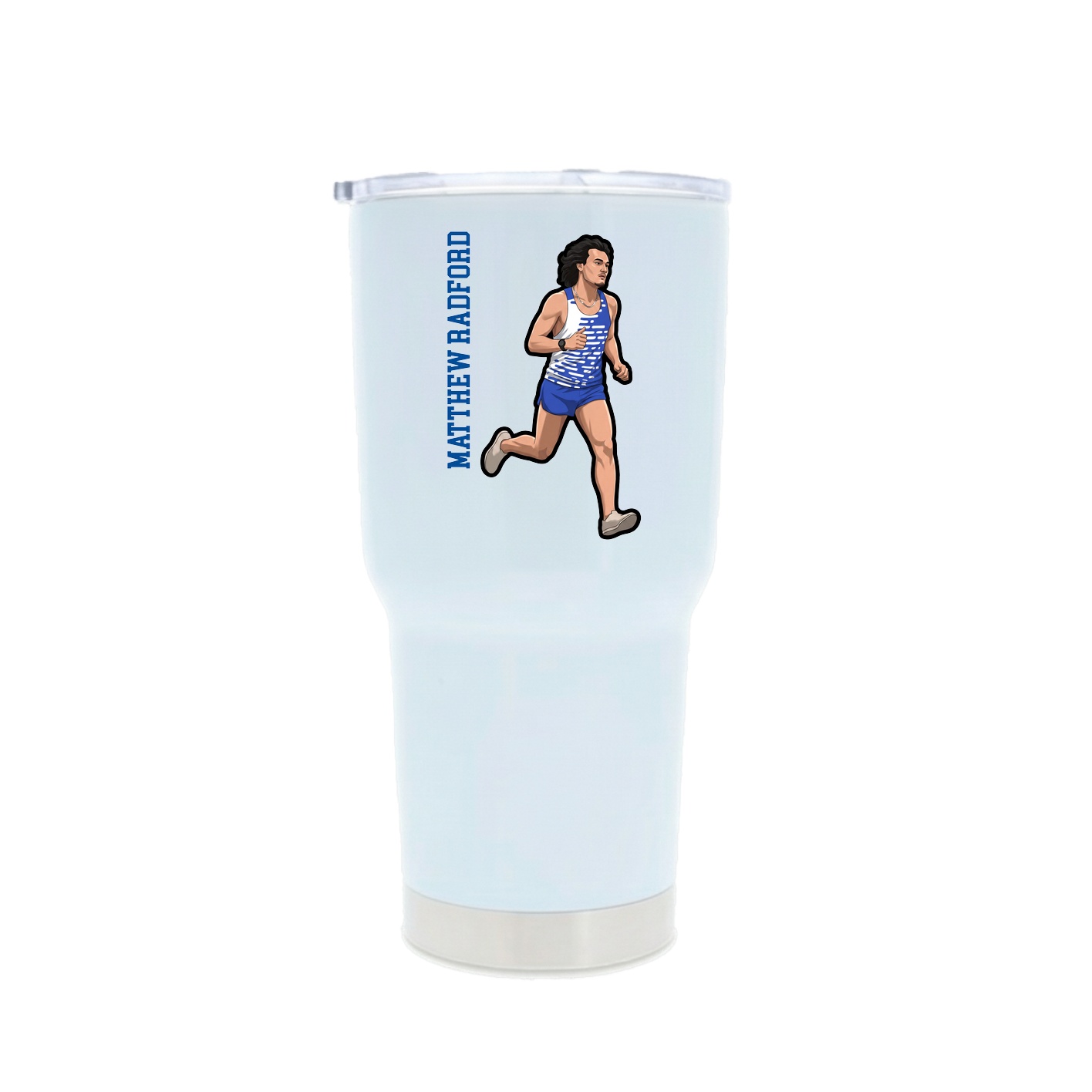 30oz Stainless Steel Tumbler — Name Vertical in White