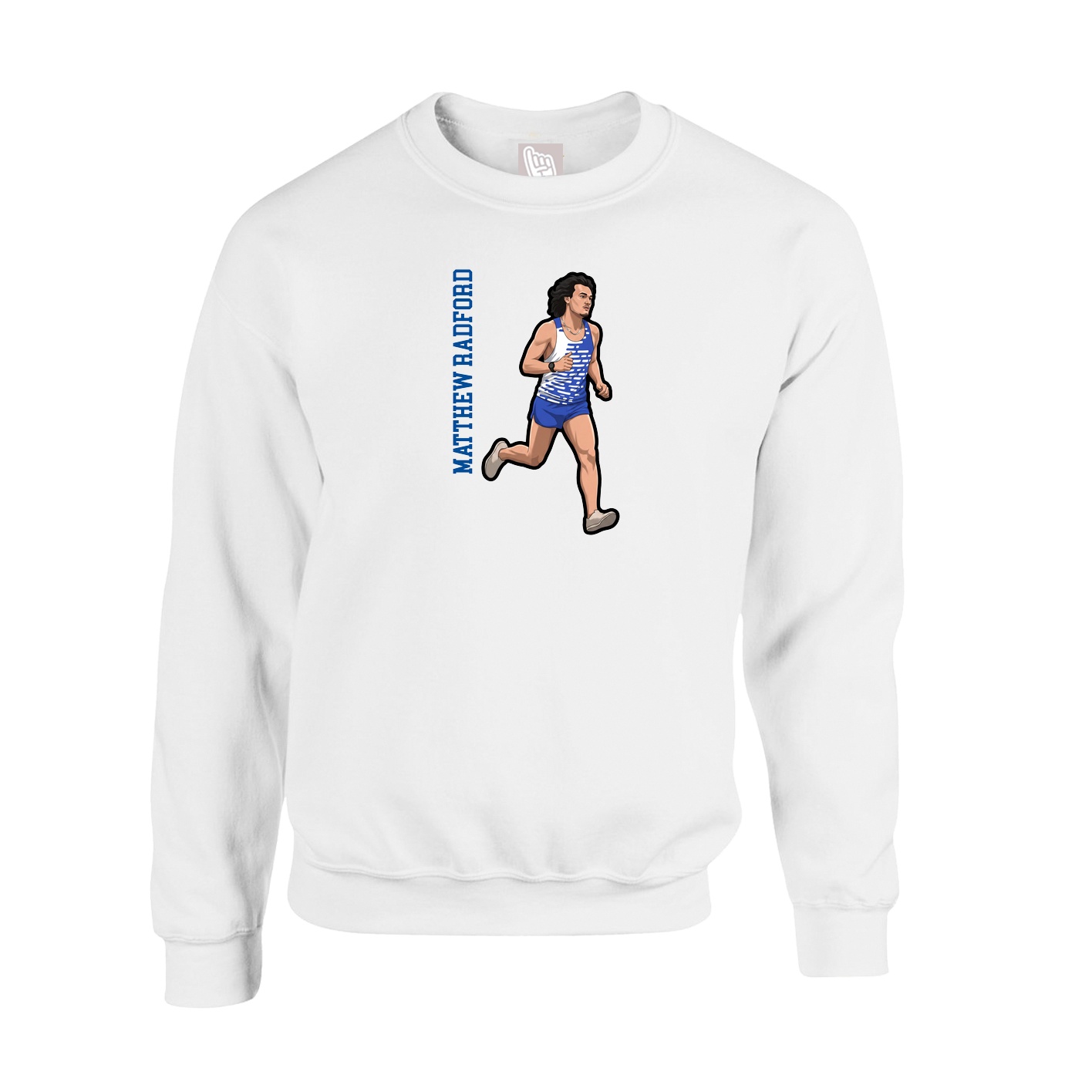 Fleece Crew — Name Vertical in White