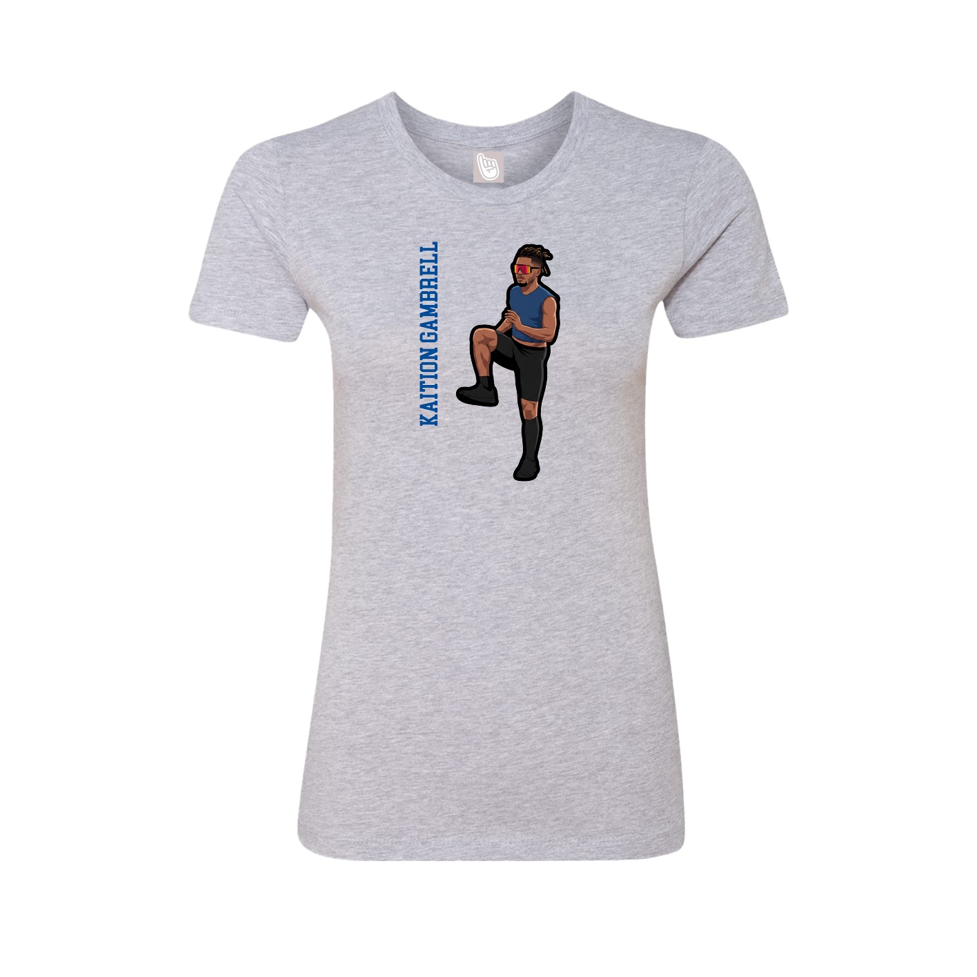 Fitted Women's Tee — Name Vertical in Grey