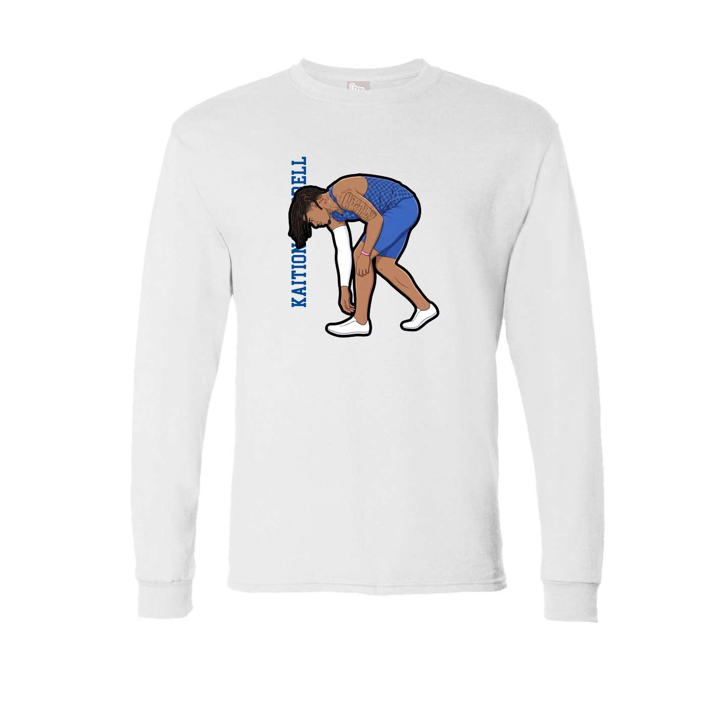 Long Sleeve Tee — Name Vertical in White