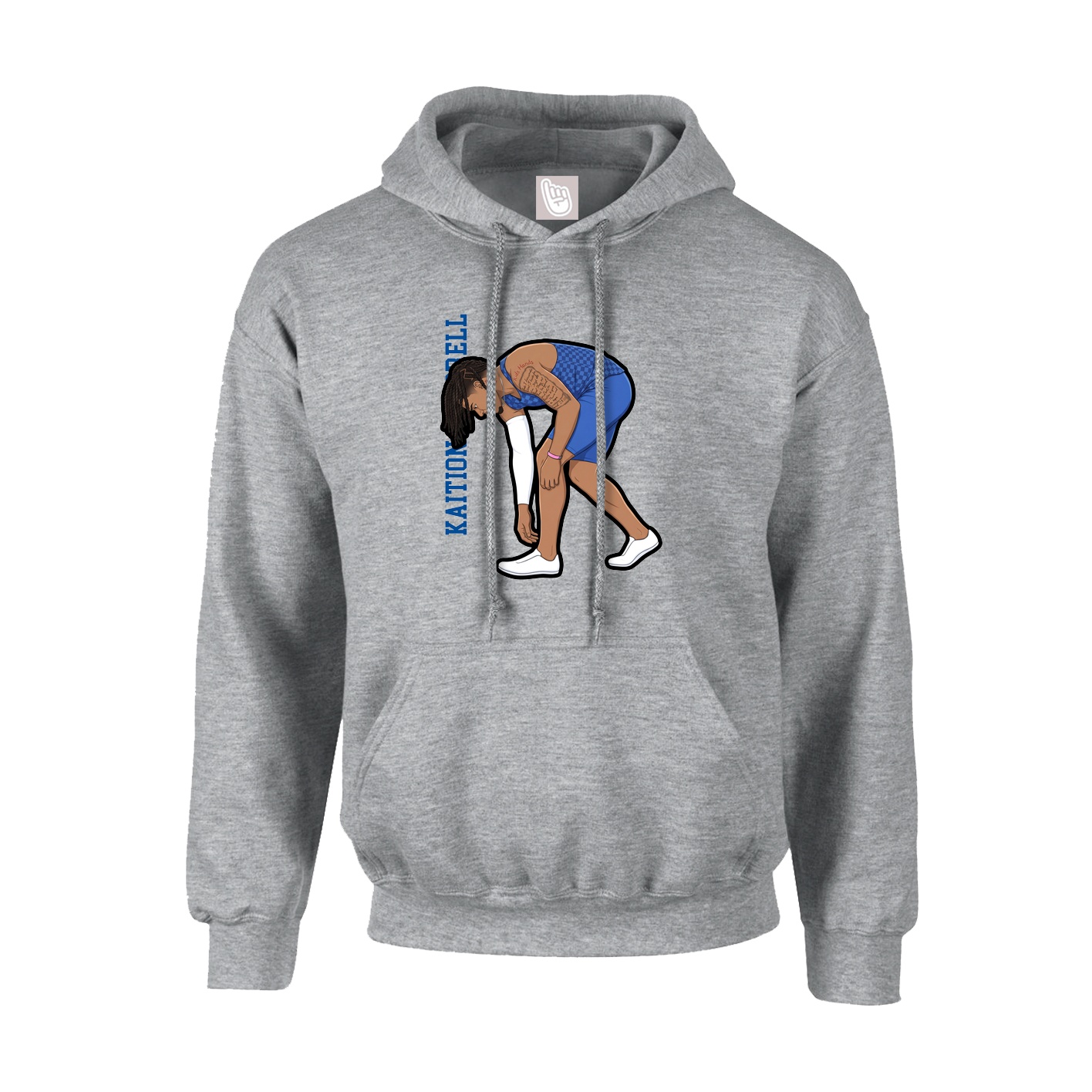 Hoodie — Name Vertical in Grey