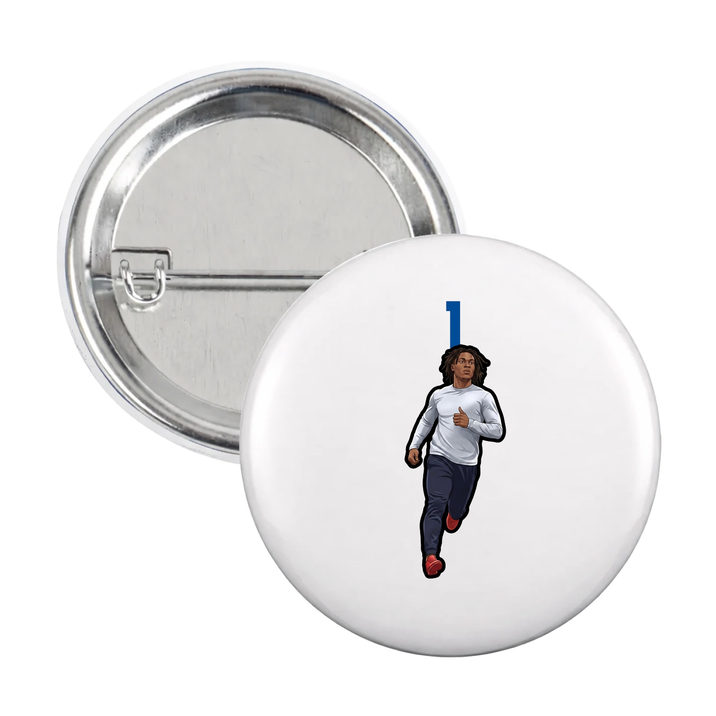 Game Day Button — Number Top in White