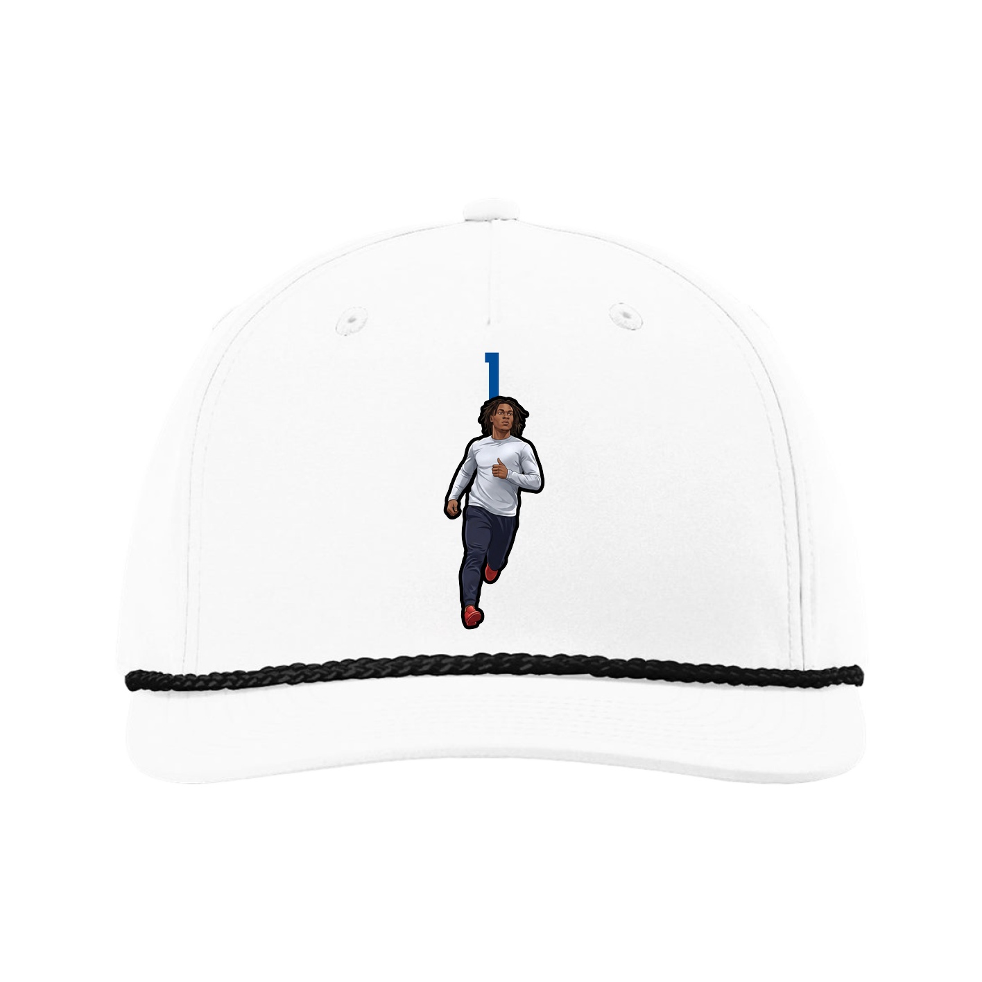 Five-Panel Classic Rope Cap — Number Top in White