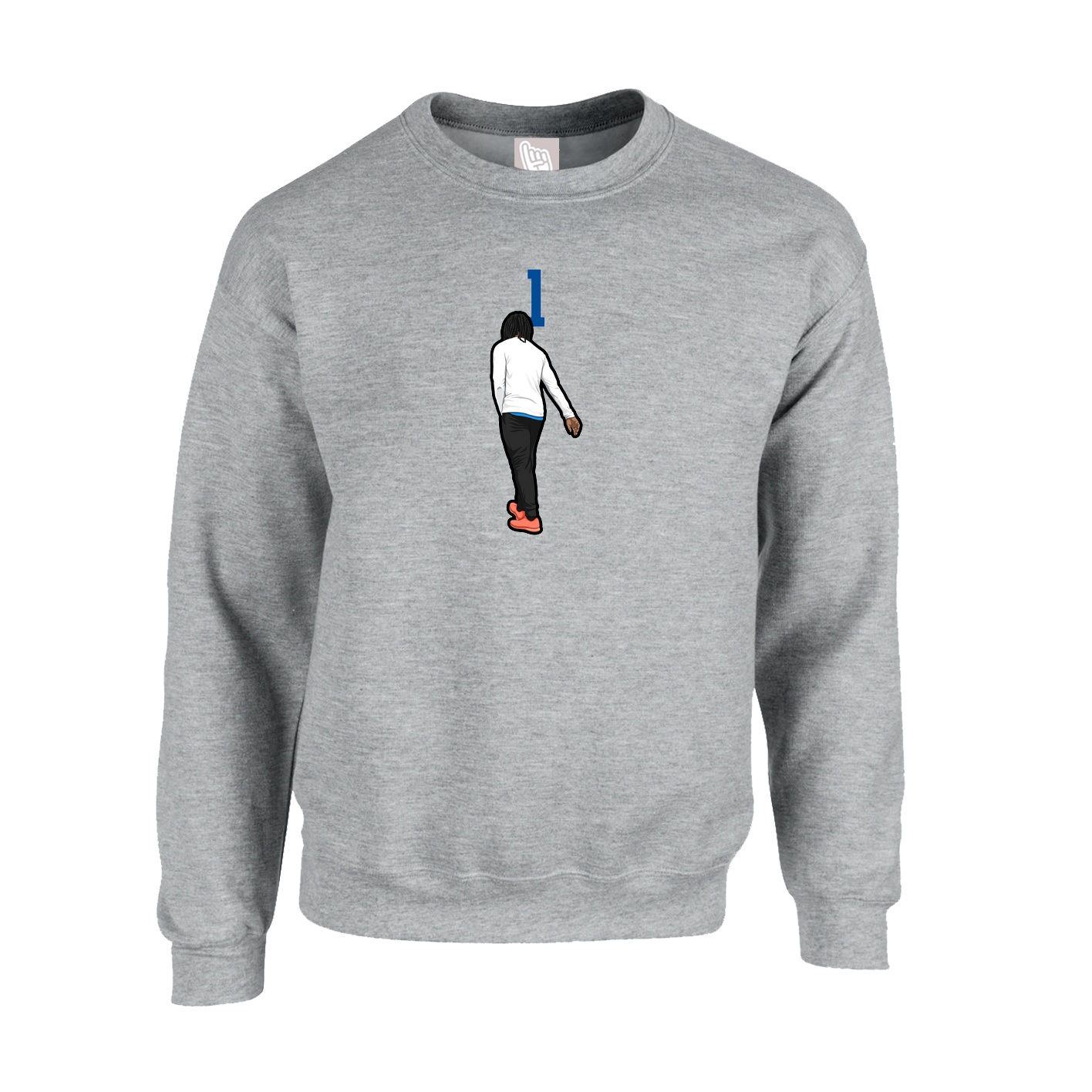 Fleece Crew — Number Top in Grey