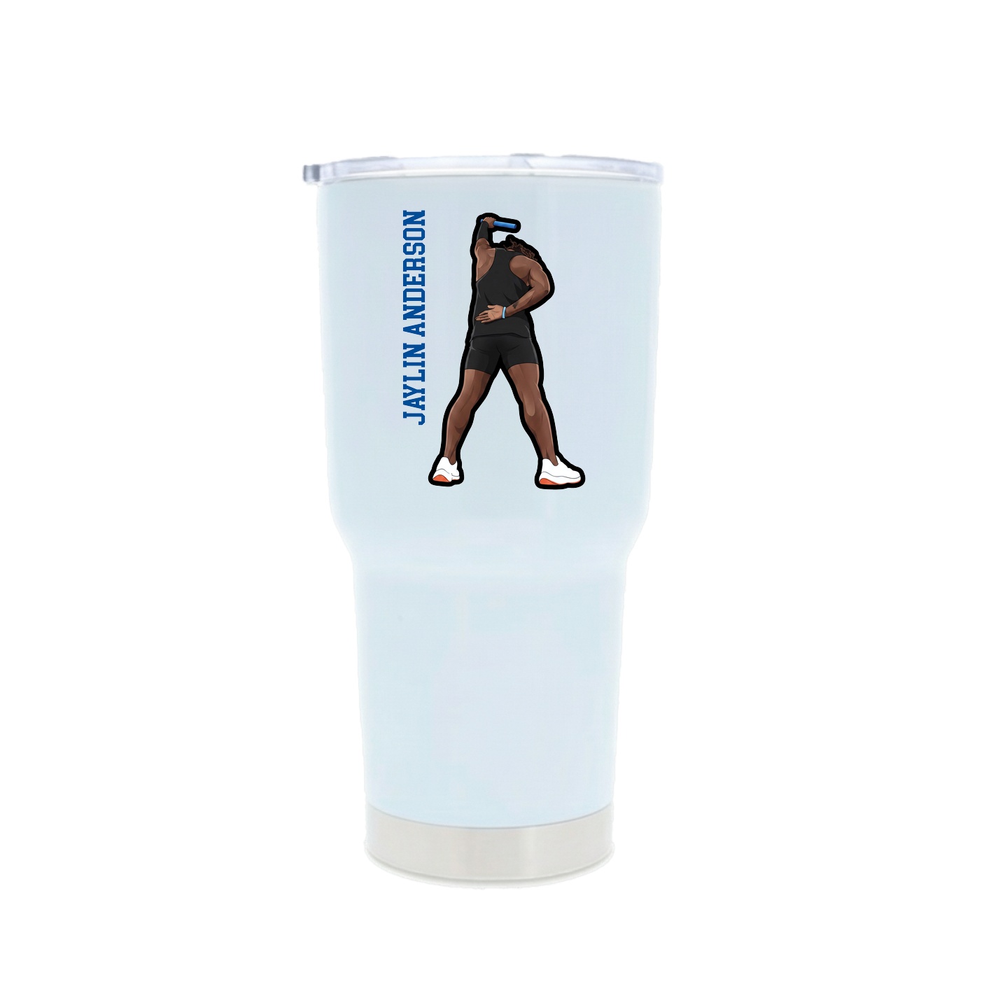 30oz Stainless Steel Tumbler — Name Vertical in White