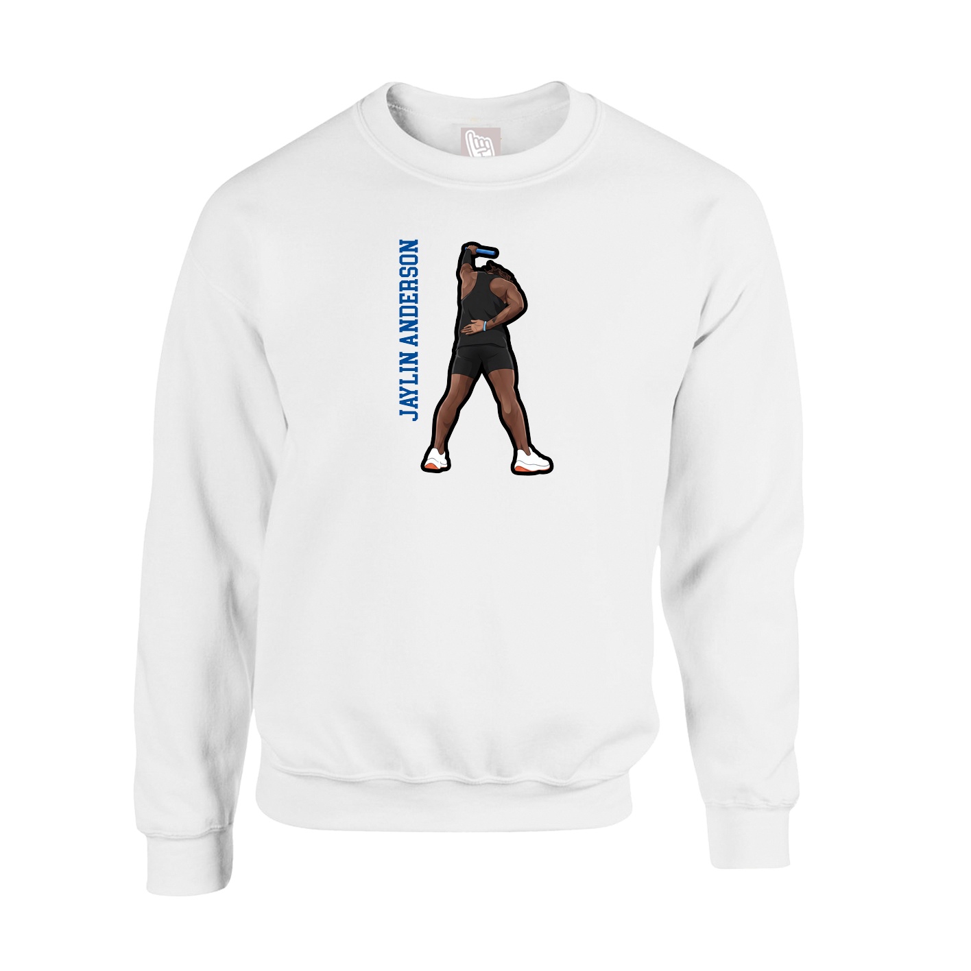 Fleece Crew — Name Vertical in White