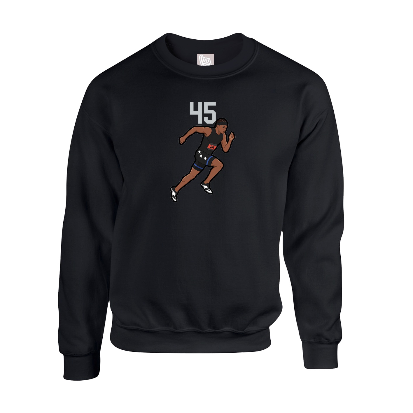 Fleece Crew — Number Top in Black