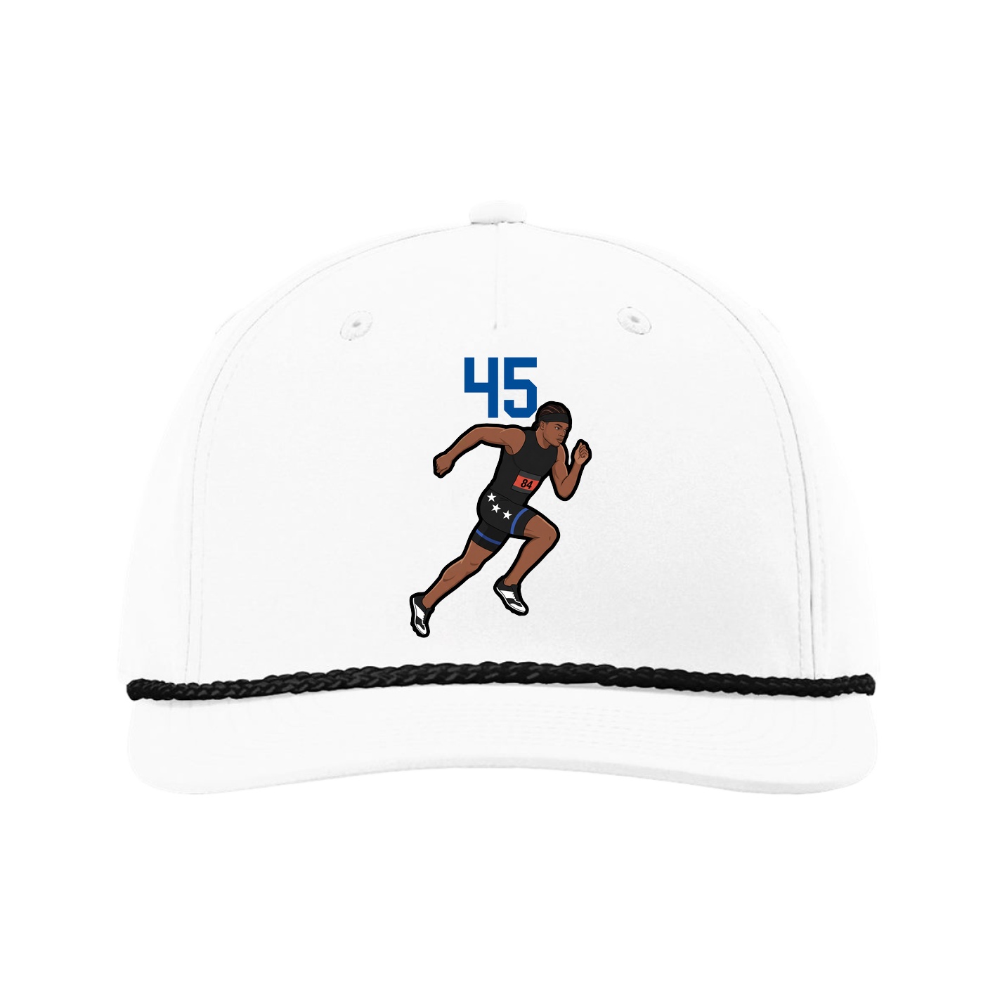 Five-Panel Classic Rope Cap — Number Top in White