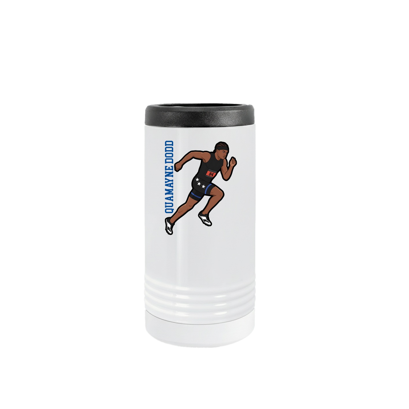 Slim Beverage Holder — Name Vertical in White