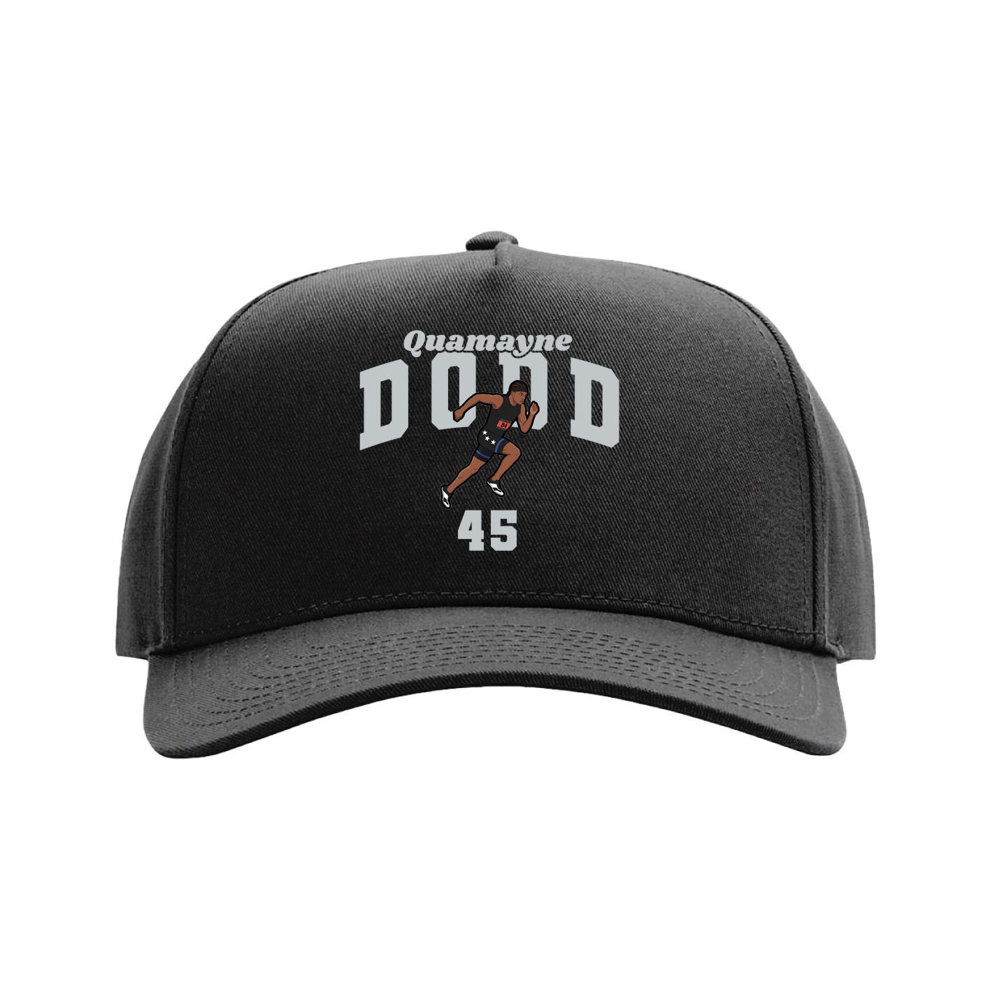 Full Fabric Five-Panel Champ Cap — Signature Arch in Black