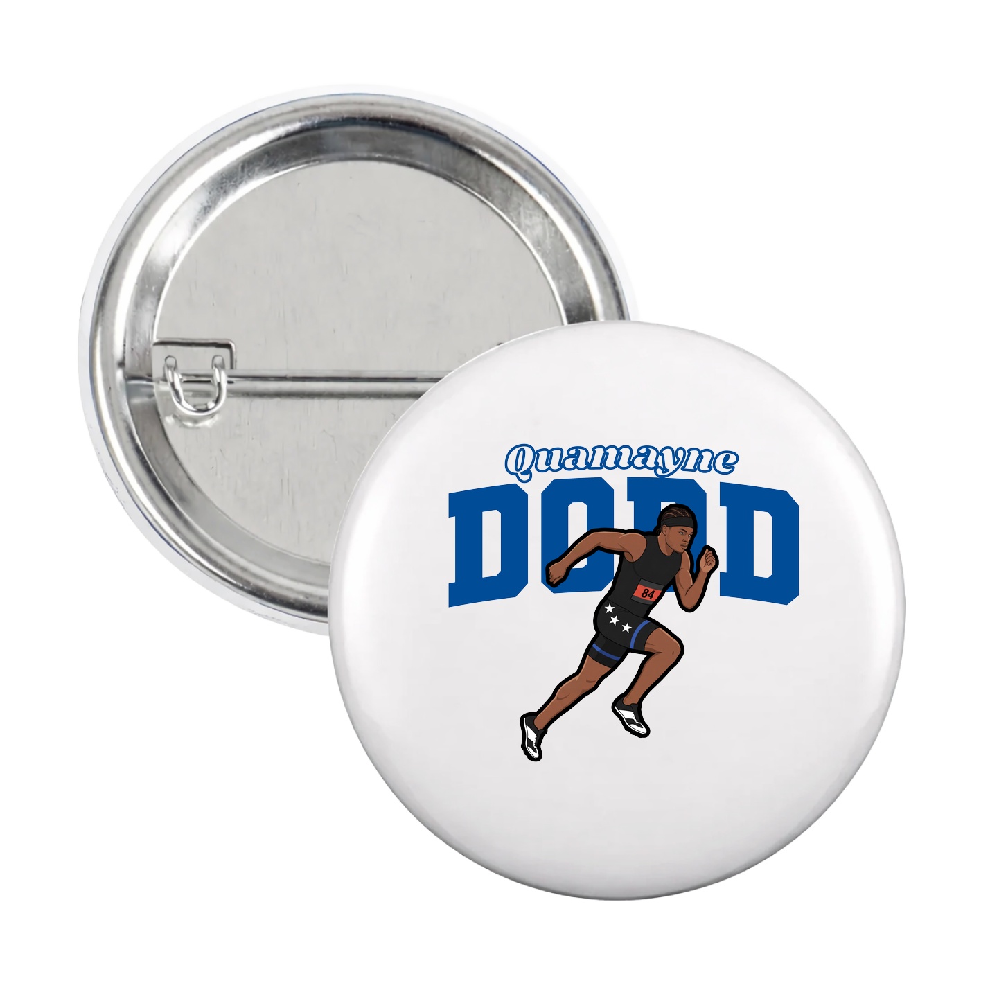 Game Day Button — Name Arch in White